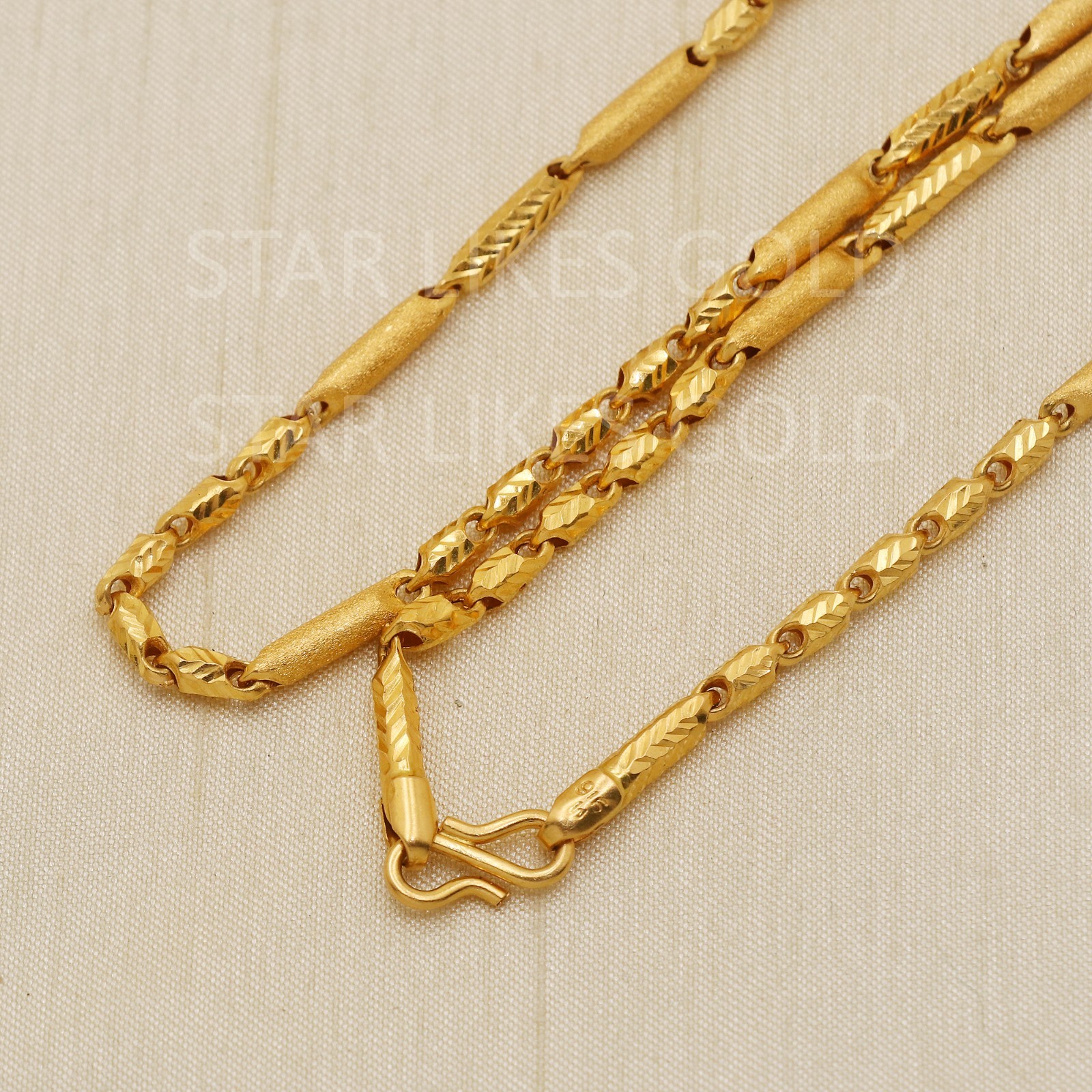 22K Yellow Gold Diamond Cut Machine Chain 20″ 11.45g 3mm Textured Link Necklace