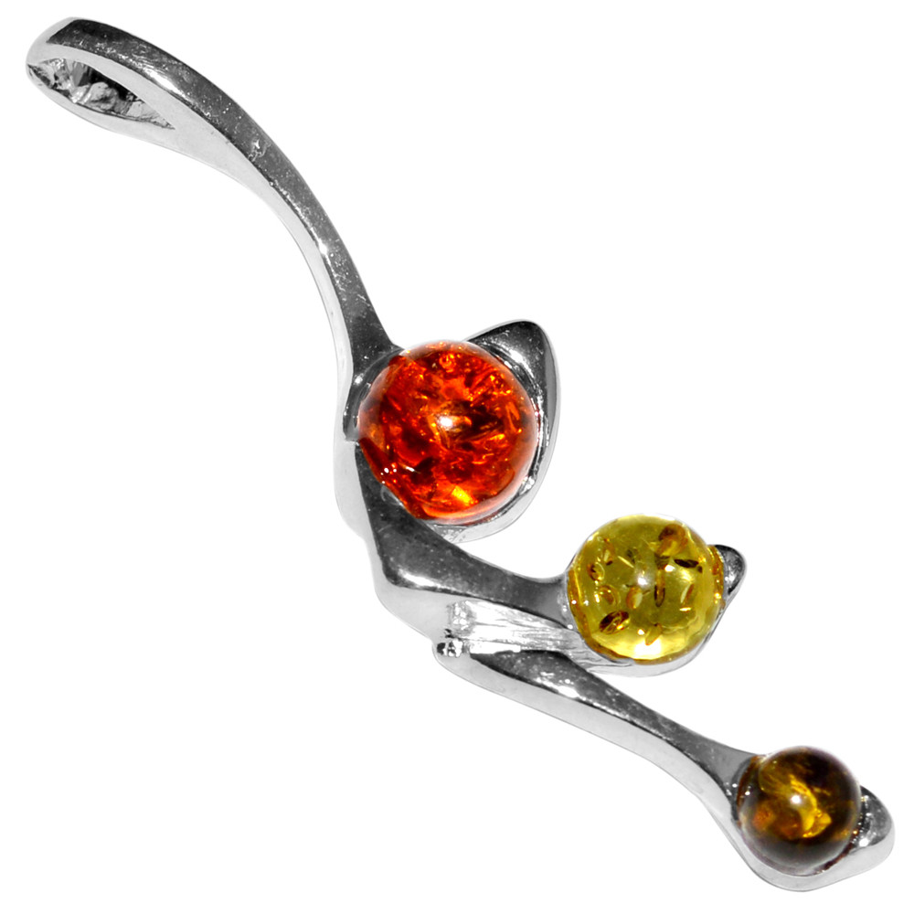2.3g Authentic Baltic Amber 925 Sterling Silver Pendant Jewelry N-A433
