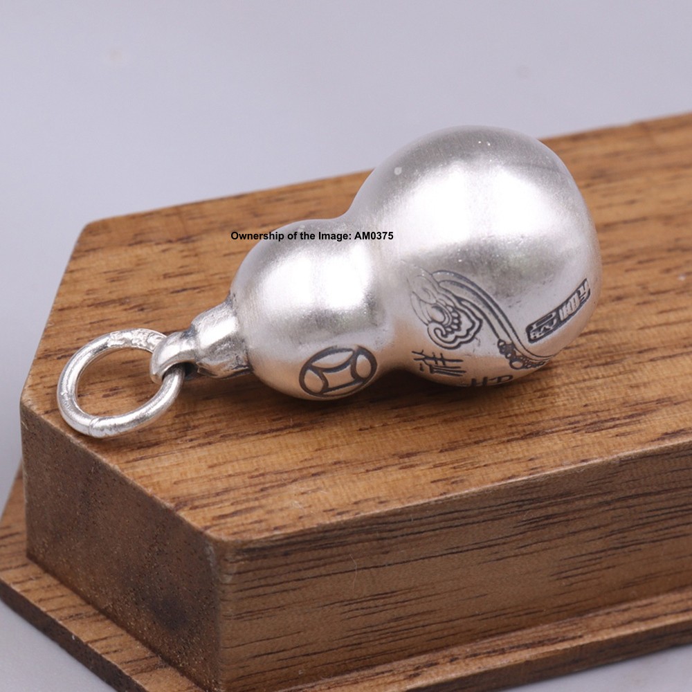 Real 999 Fine Silver Pendant Good Luck Gourd Amulet Pendant 30mm H 4-6G