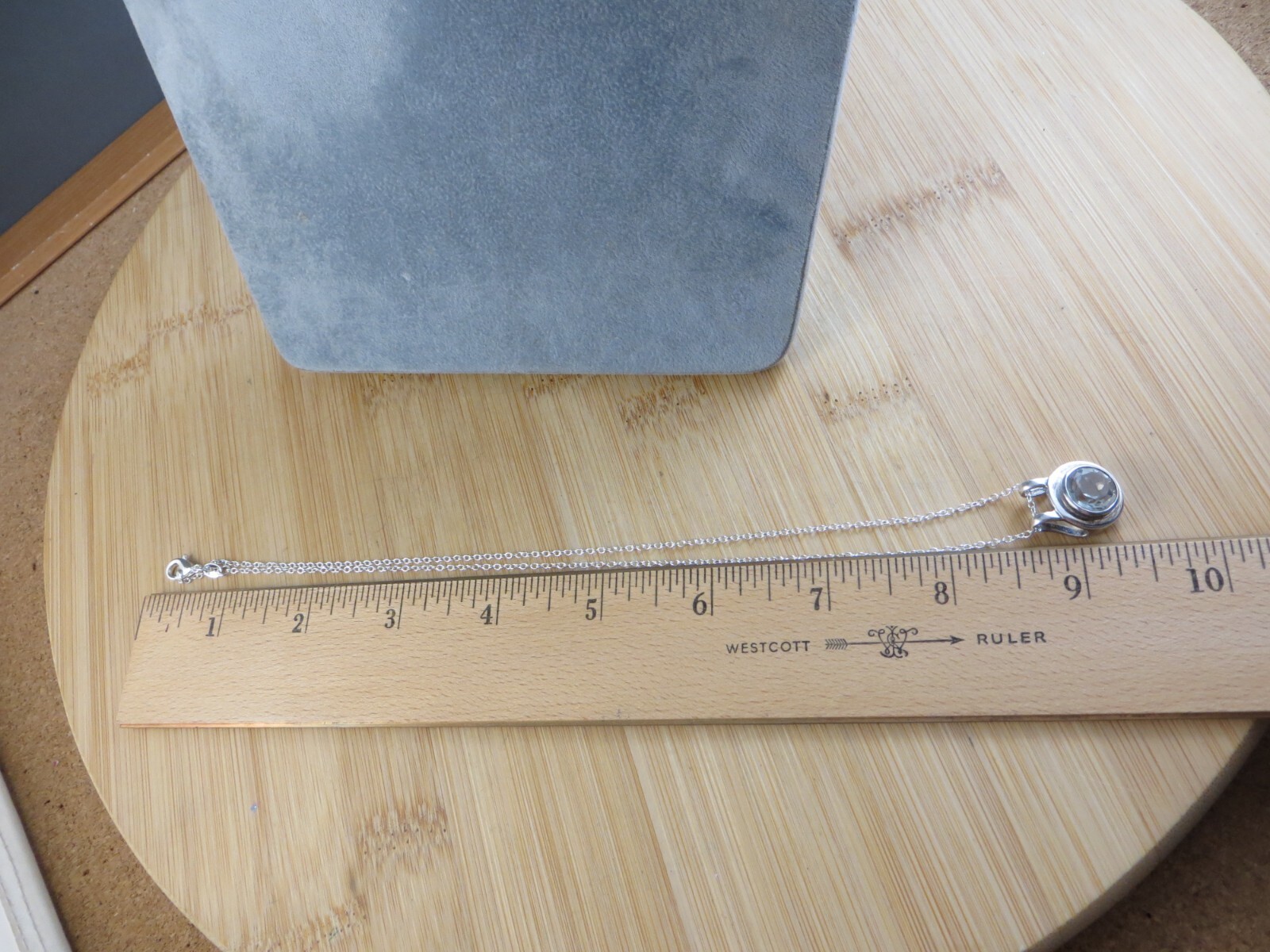 Very Light Blue Topaz Sterling Silver Round Pendant 18″Chain Necklace #586