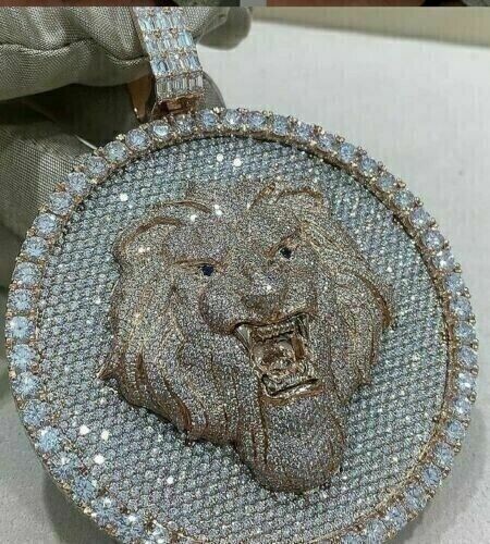 5.68Ct Lab Created Diamond Round Men’s Charm Pendant 925 Sterling Silver