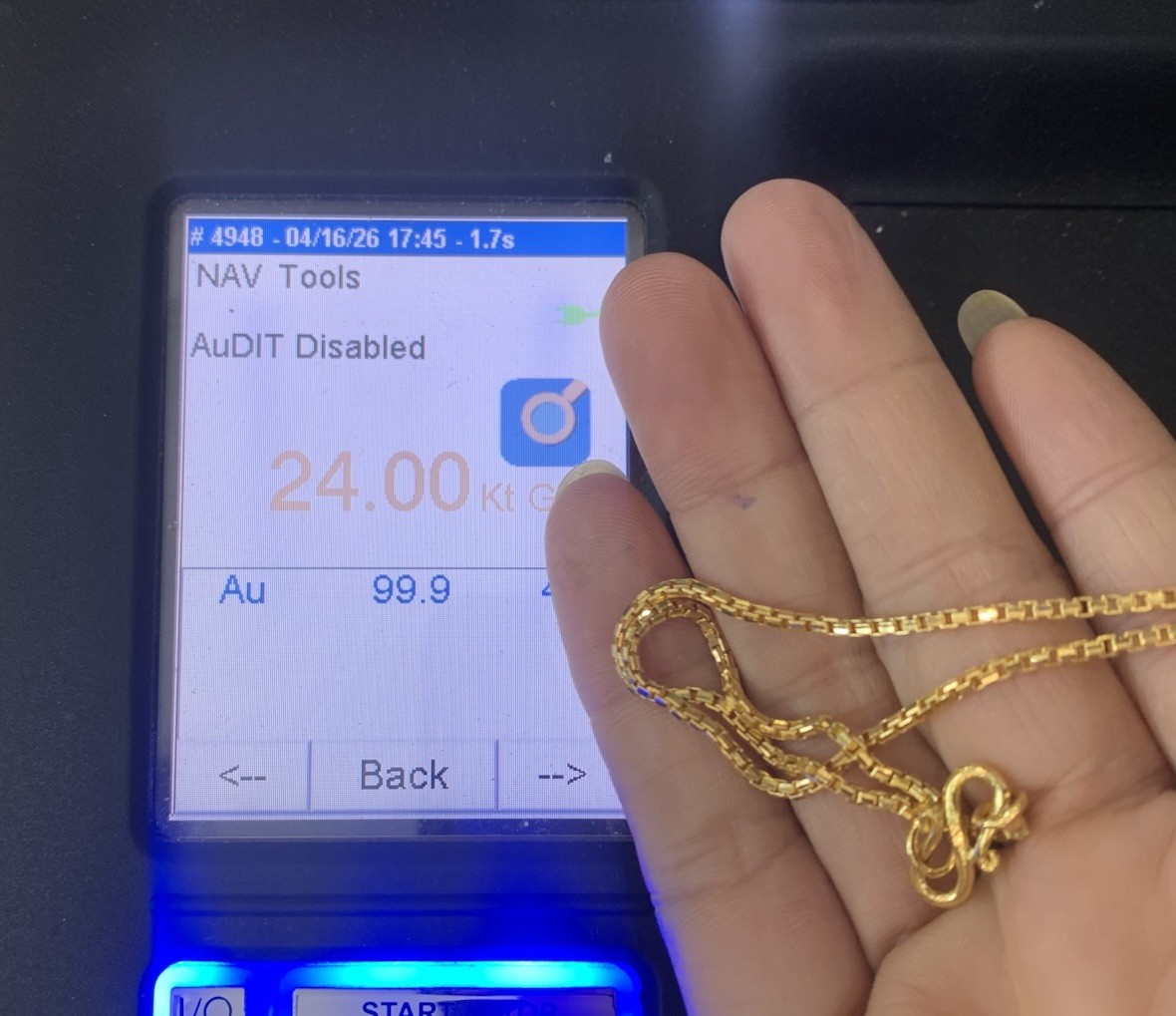 24k Solid Yellow Gold Box Link Chain Necklace 11.5Grams 15.65Inches (1.8mm)