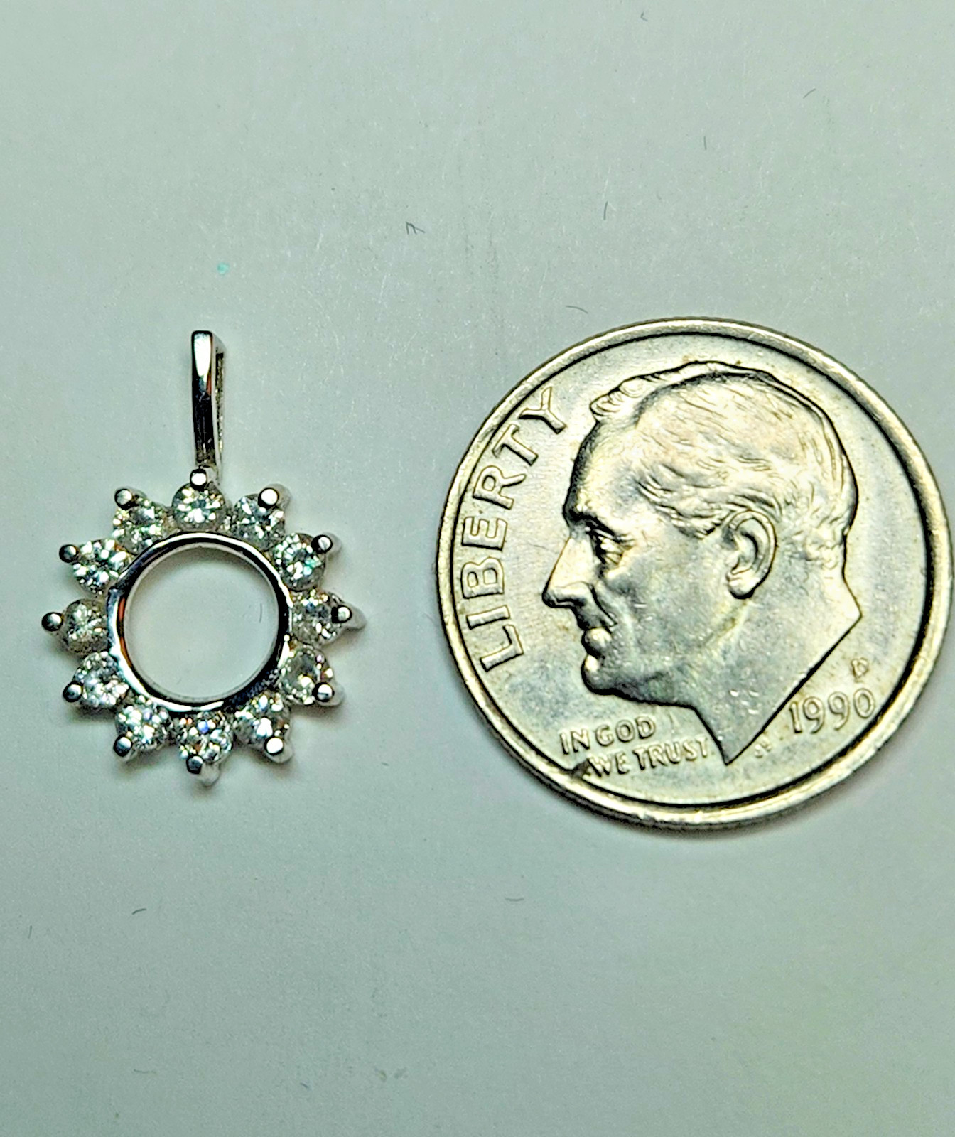 Diamond Circle Pendant In 14k Solid White Gold .25ctw