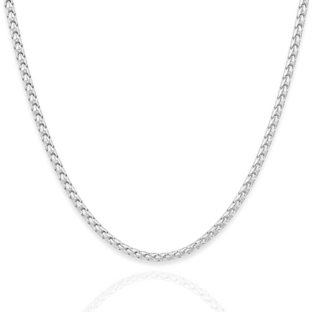 925 Sterling Silver Rhodium Plated Franco Chain Necklace – 2.4mm