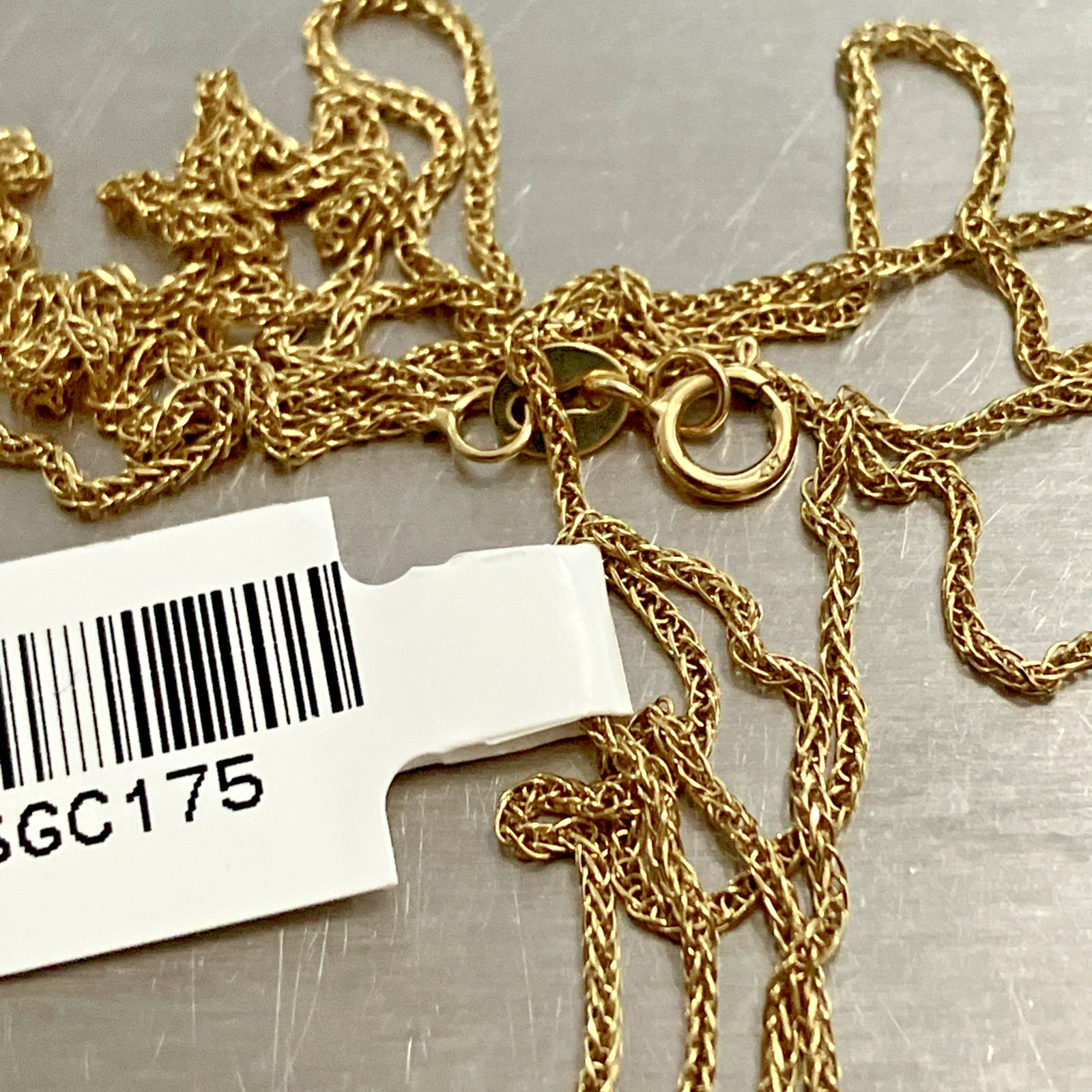 10kt Real Gold Spiga Wheat Semi-Solid/Hollow Chain 1.75grams 24″ Starz Brand NWT