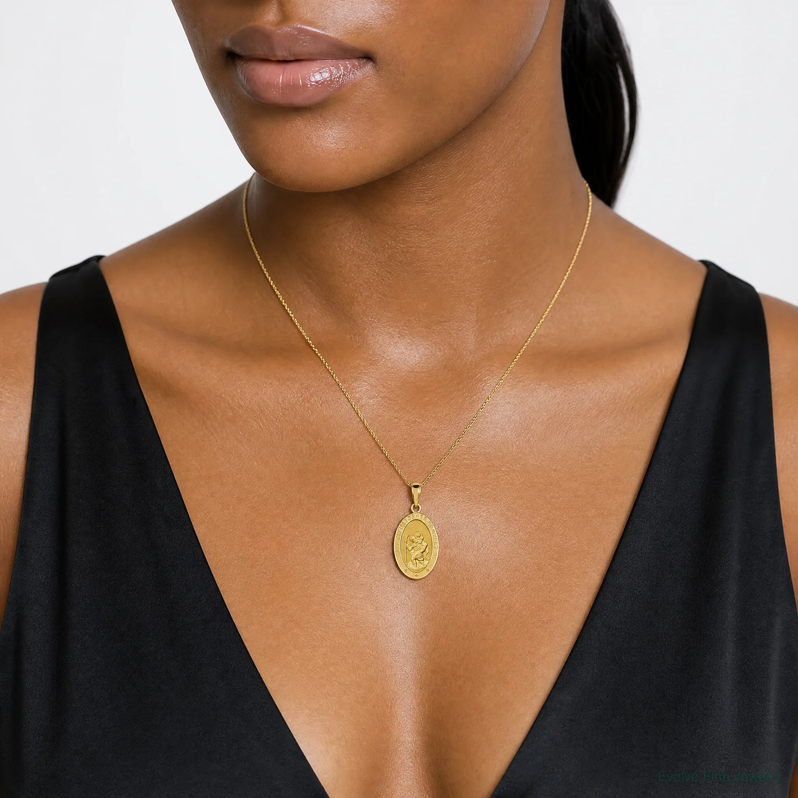 10K / 14K Yellow Gold Saint Christopher Medal Pendant