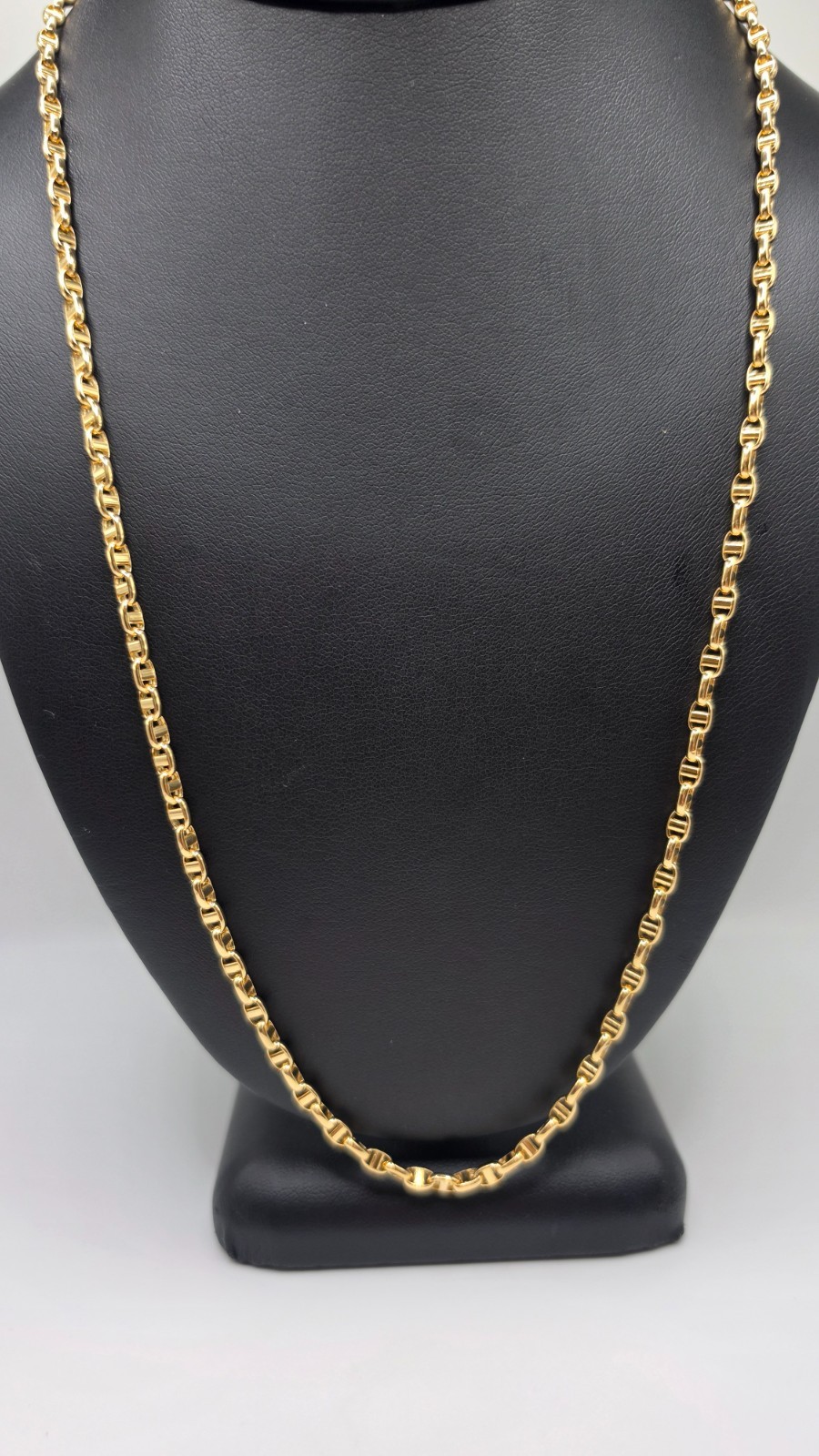 18K Yellow Gold Mariner Link Chain Necklace 65cm 26in Solid Gold 10.90g