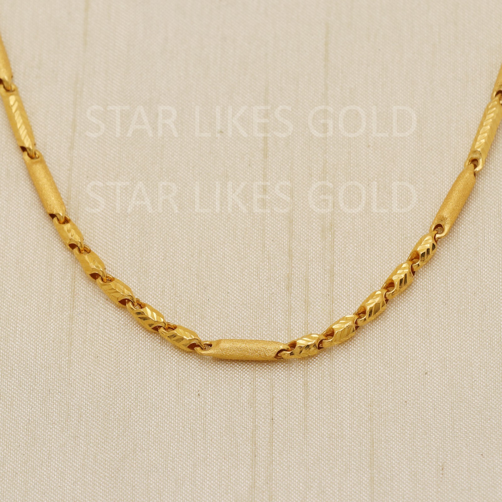 22K Yellow Gold Diamond Cut Machine Chain 20″ 11.45g 3mm Textured Link Necklace