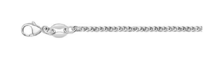 Platinum Diamond Cut Square Wheat Link Chain Necklace 1.4 mm 20″ 6.6 Grams