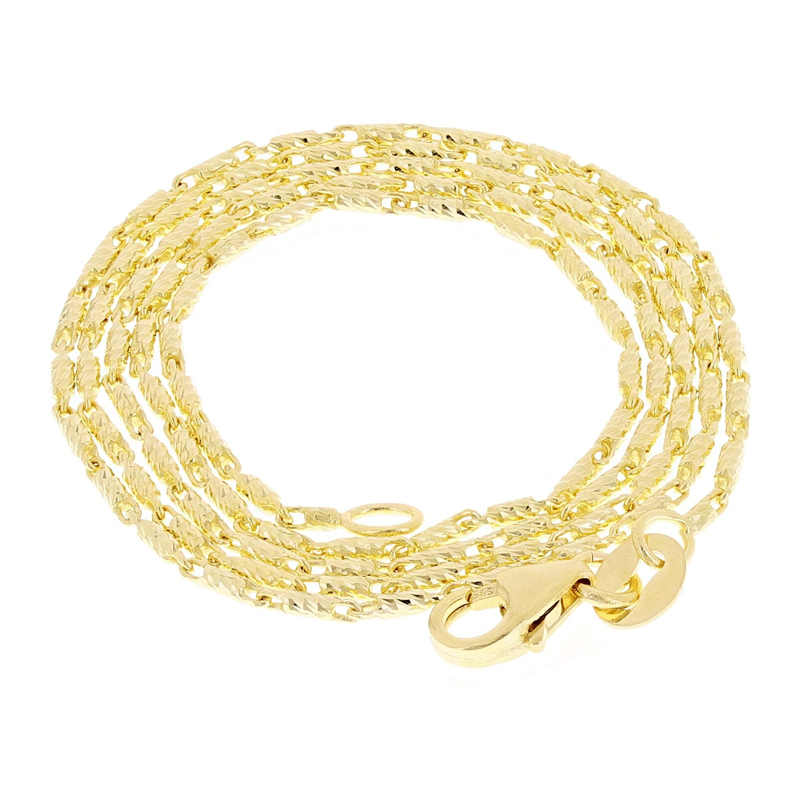 Italian 14k Yellow Gold Solid Raso Chain Necklace 1mm 18″ 3.4 grams