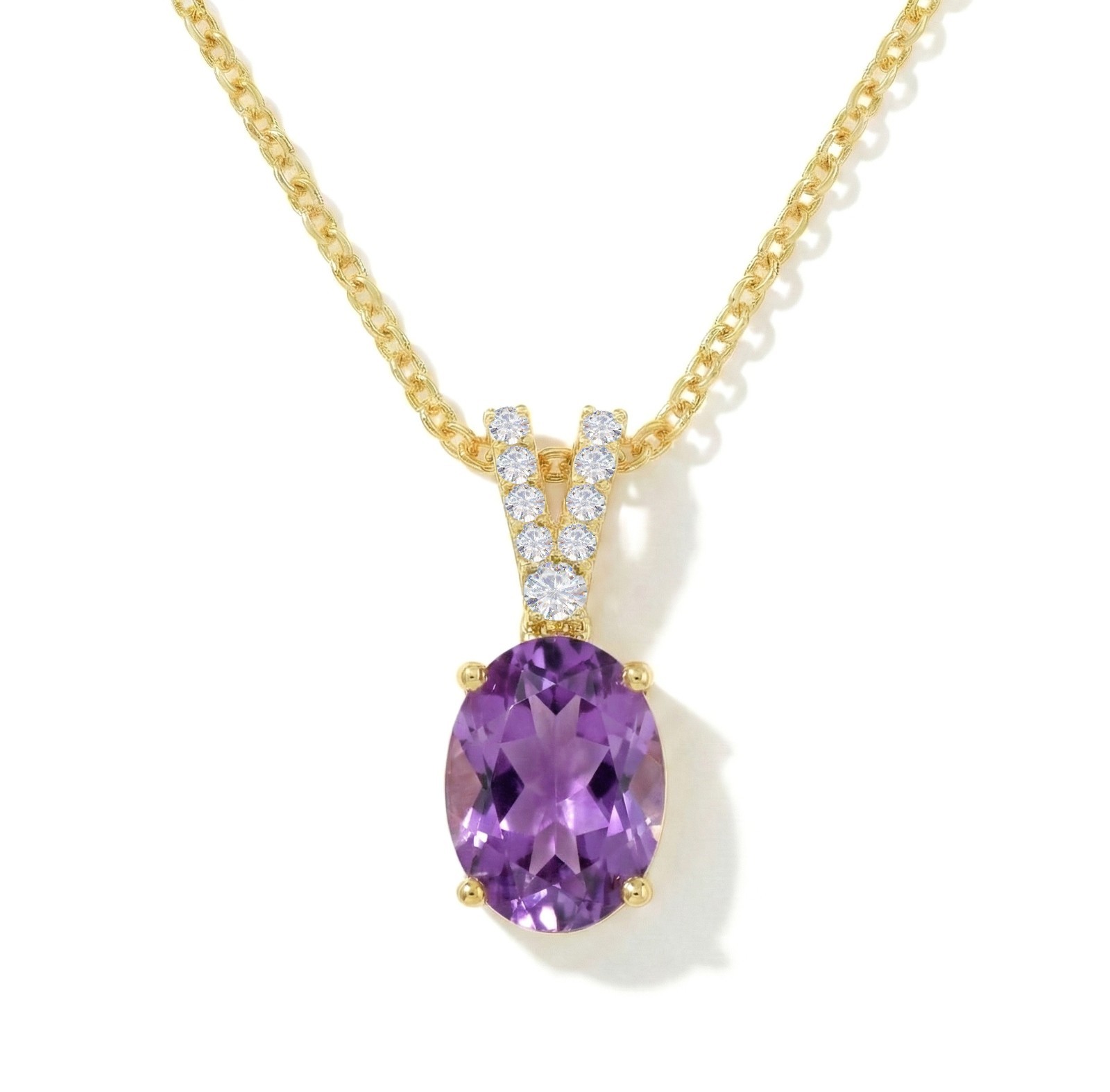 Oval Purple Amethyst Pendant Necklace, February Birthstone Jewelry Gift For Her