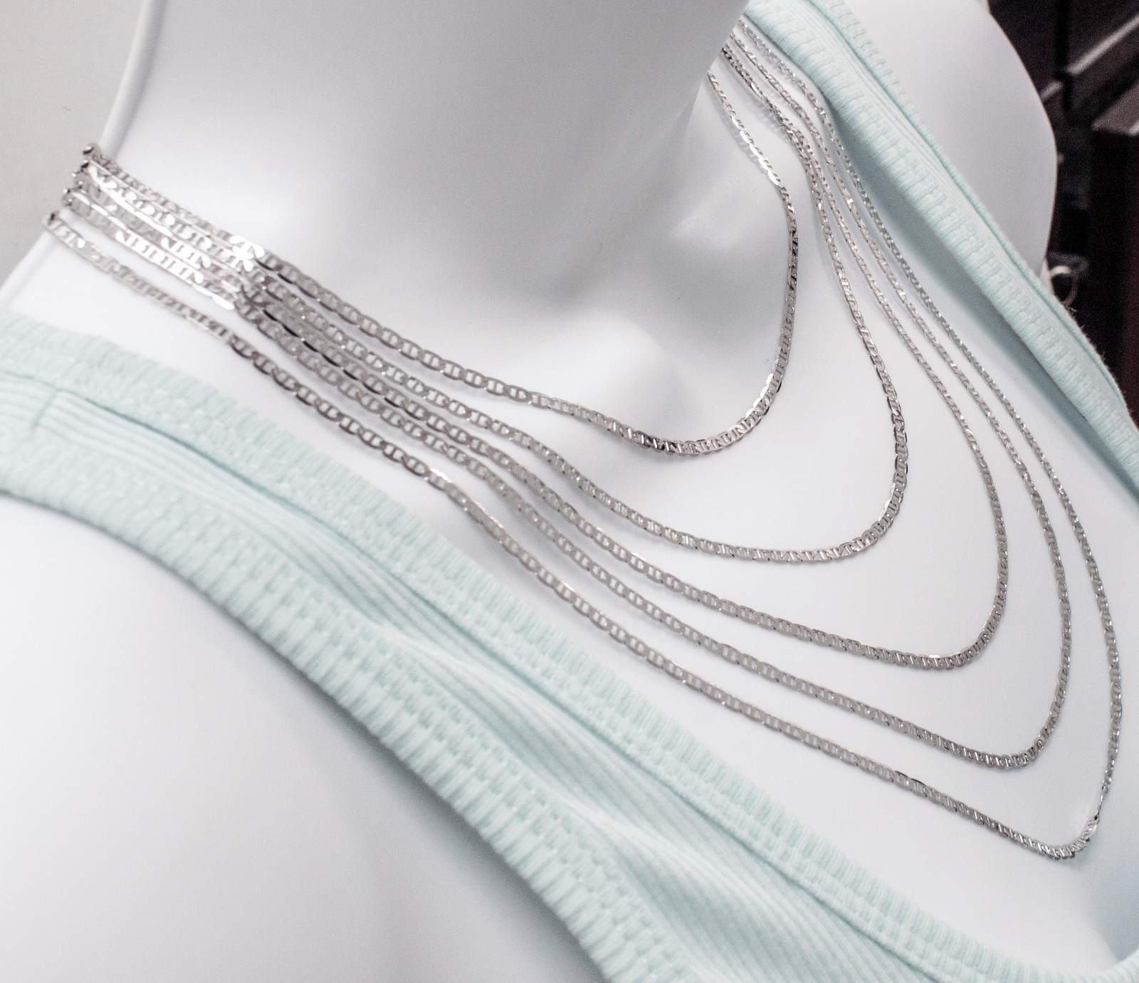14k Solid Real White Gold Flat Mariner Chain Necklace 3.5 mm Thick 16″ To 24″