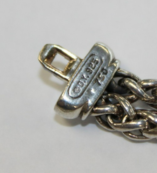 David Yurman Sterling & 18k Double Wheat Chain Amulet Necklace 16″ [016WEA]