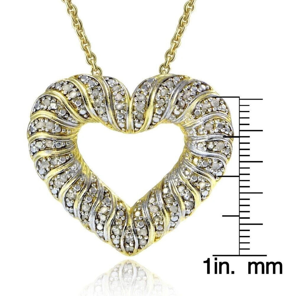 2Ct Round Cut Lab-Created Diamond Cluster Heart Pendant 14k Yellow Gold Plated