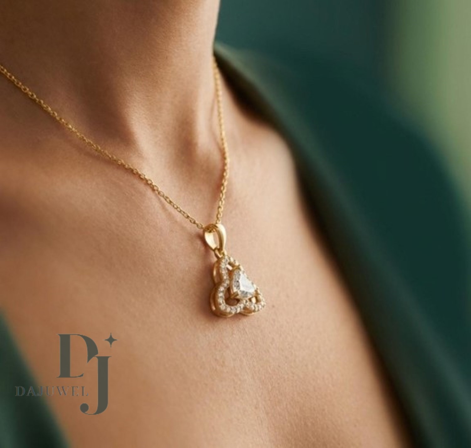 2.80 Carat Trillion Cut Moissanite Floral Wedding Pendant Solid 14K Yellow Gold