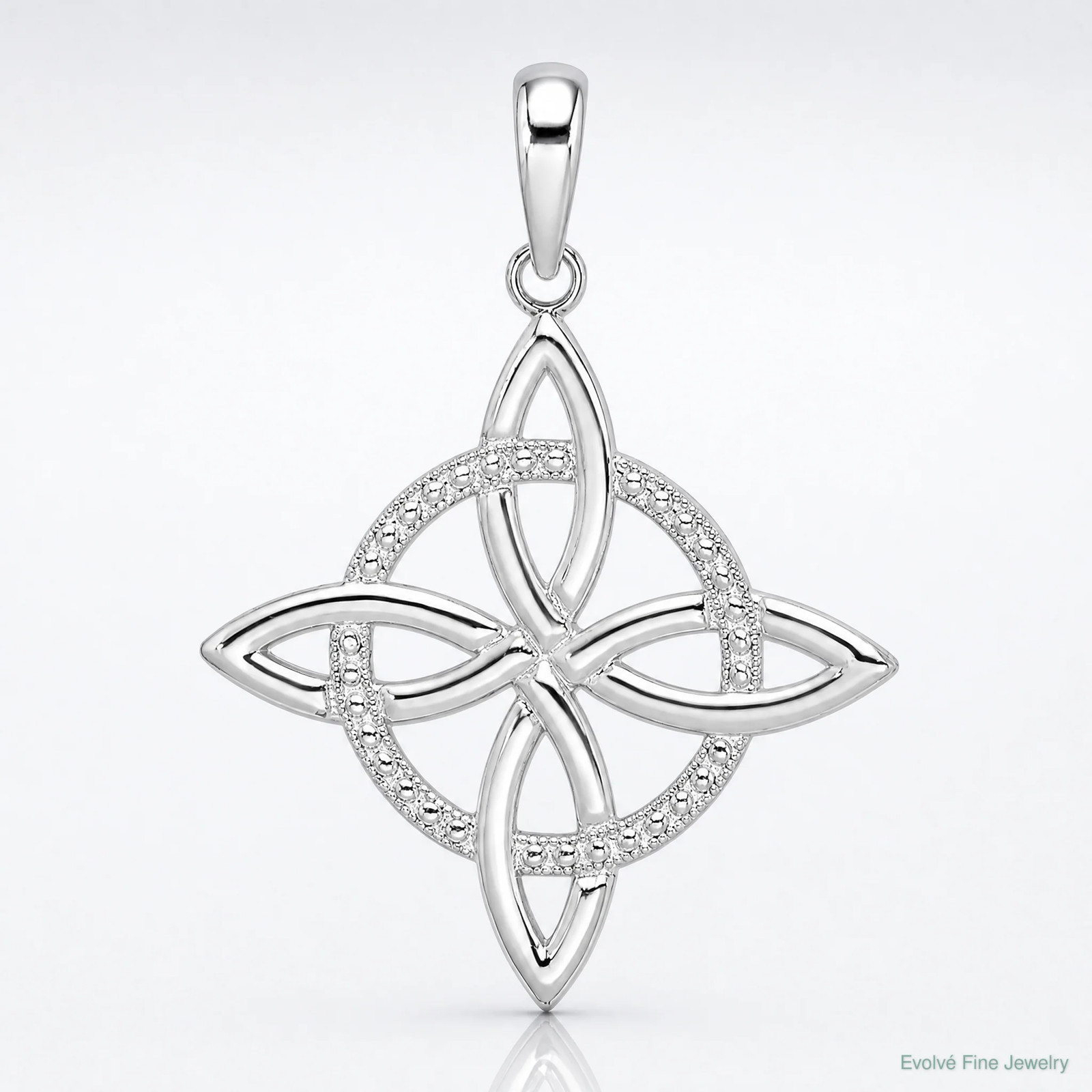 Sterling Silver Rhodium-Plated Polished Celtic Eternity Knot Pendant