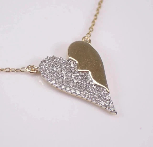 1.10Ct Round Lab Created Diamond Cluster Heart Pendant 14K Two Tone Gold Plated