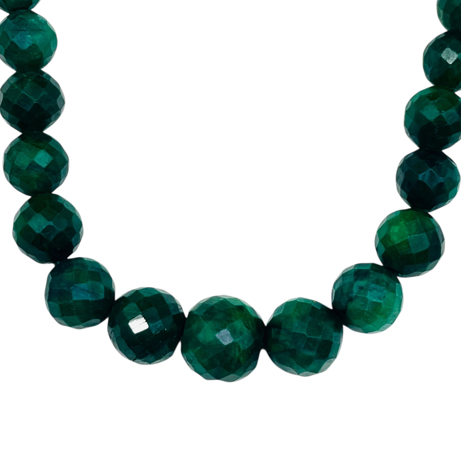 7.5 Inch Natural Green Sapphire Bracelet 10-14mm Facetted Beads with 925 Clasp