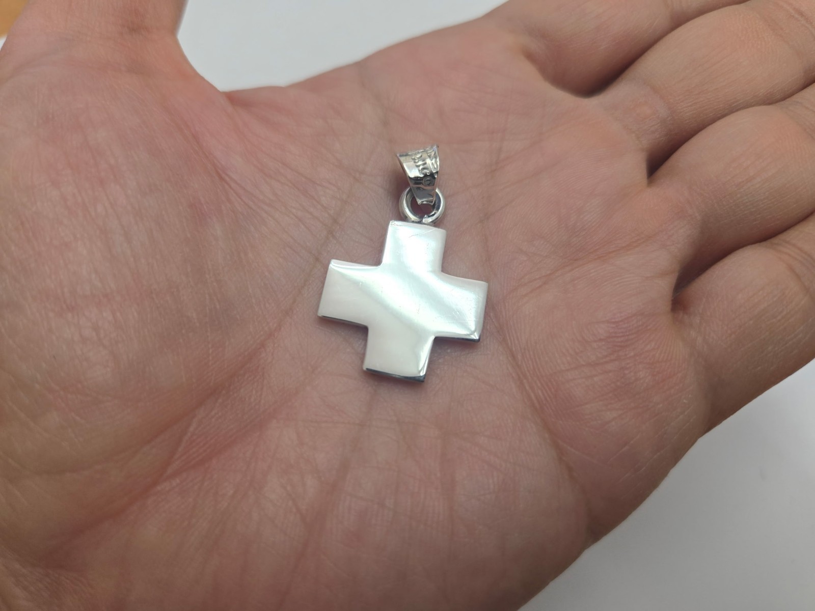 925 Sterling Silver Flat Plain Wide Greek Cross Pendant 7/8 Inch (22mm) Tall