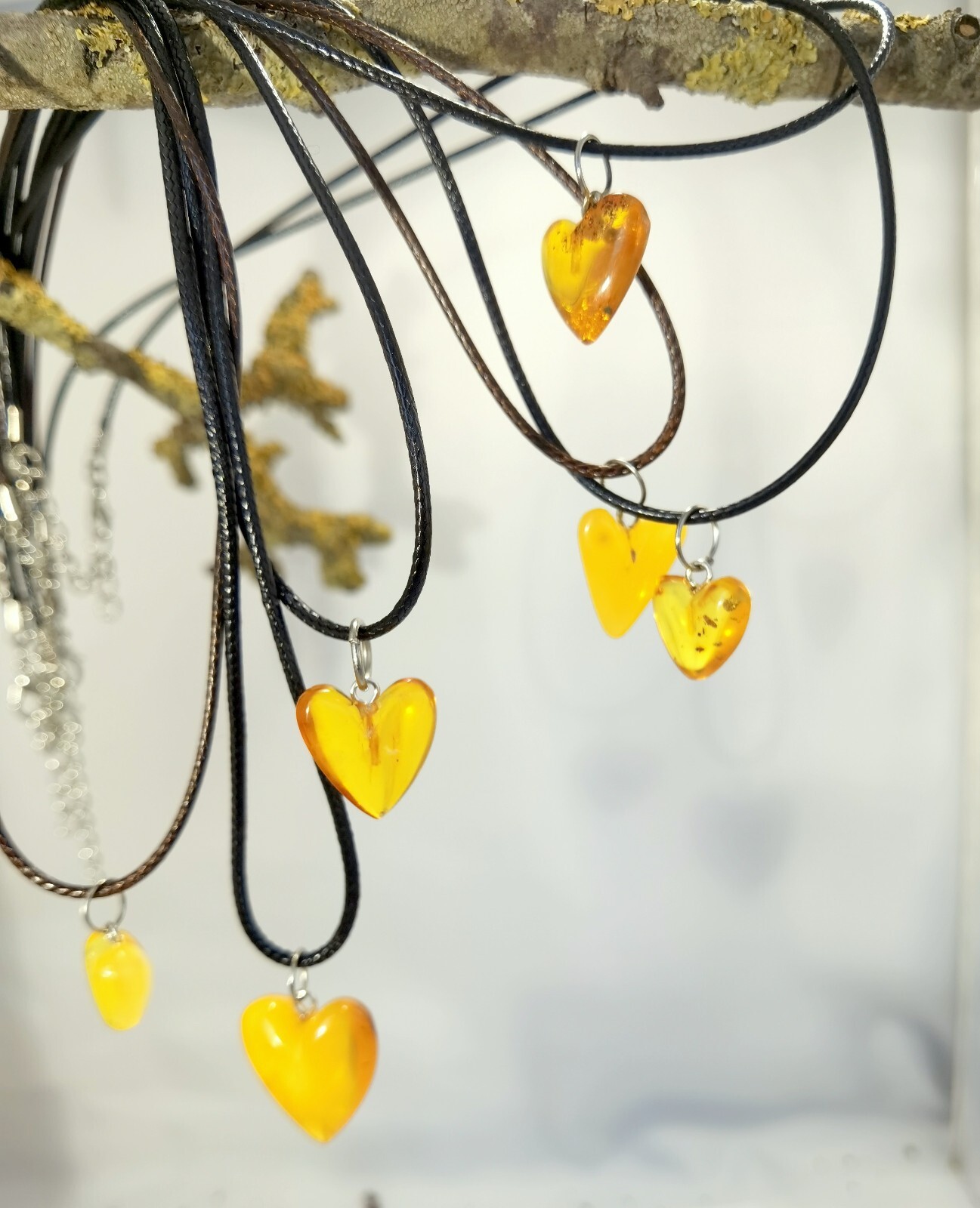 Amber Heart Romantic Pendant for Her Him, Valentines Day Minimalist Perfect Gift