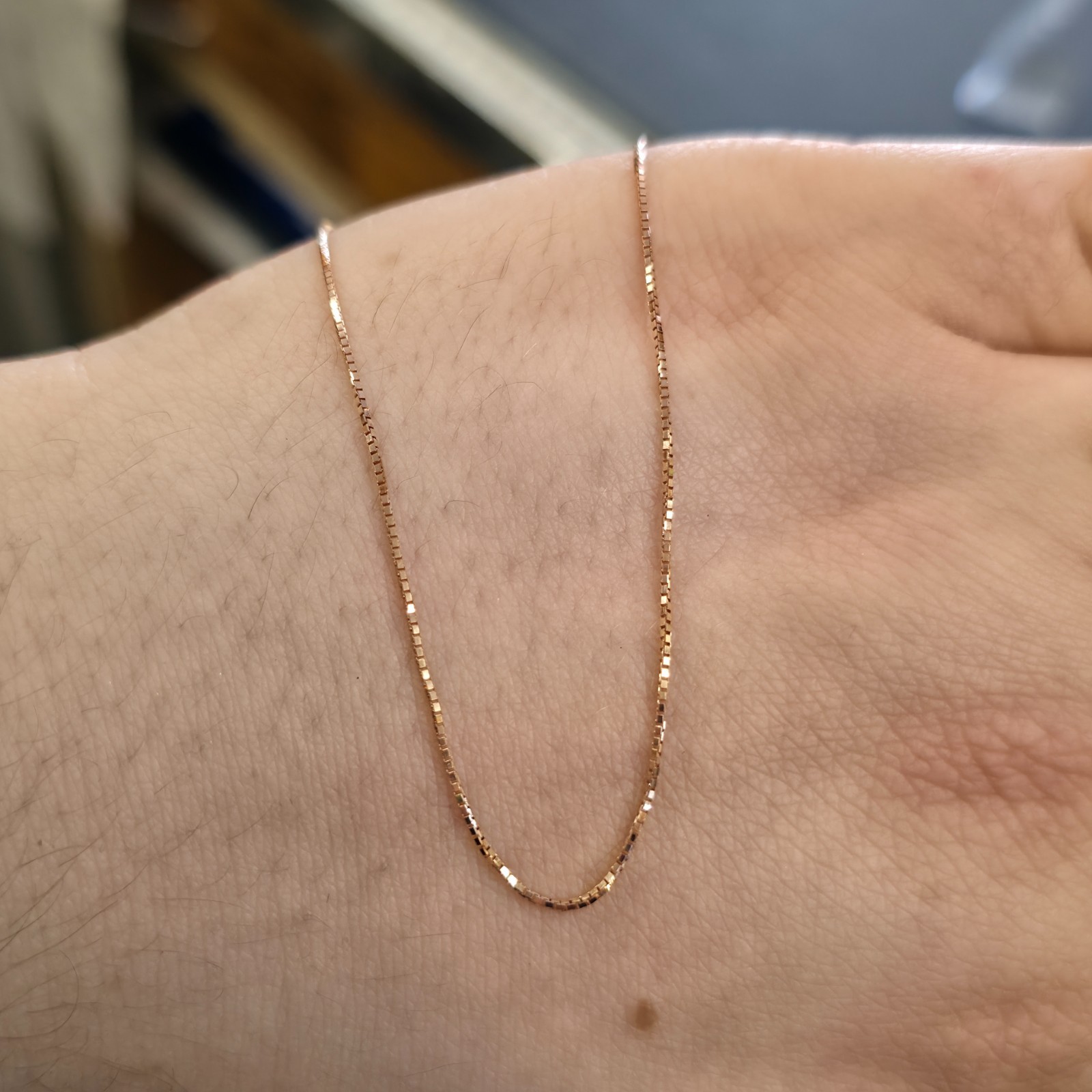 18ct Rose Gold Venetian Box Chain Necklace 16 Inch / 40cm