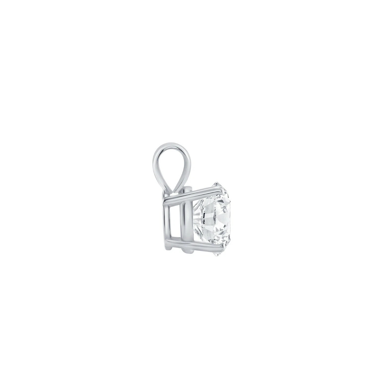 1 Ct Round Lab Grown Solid 14K White Gold Plated Pendant Necklace