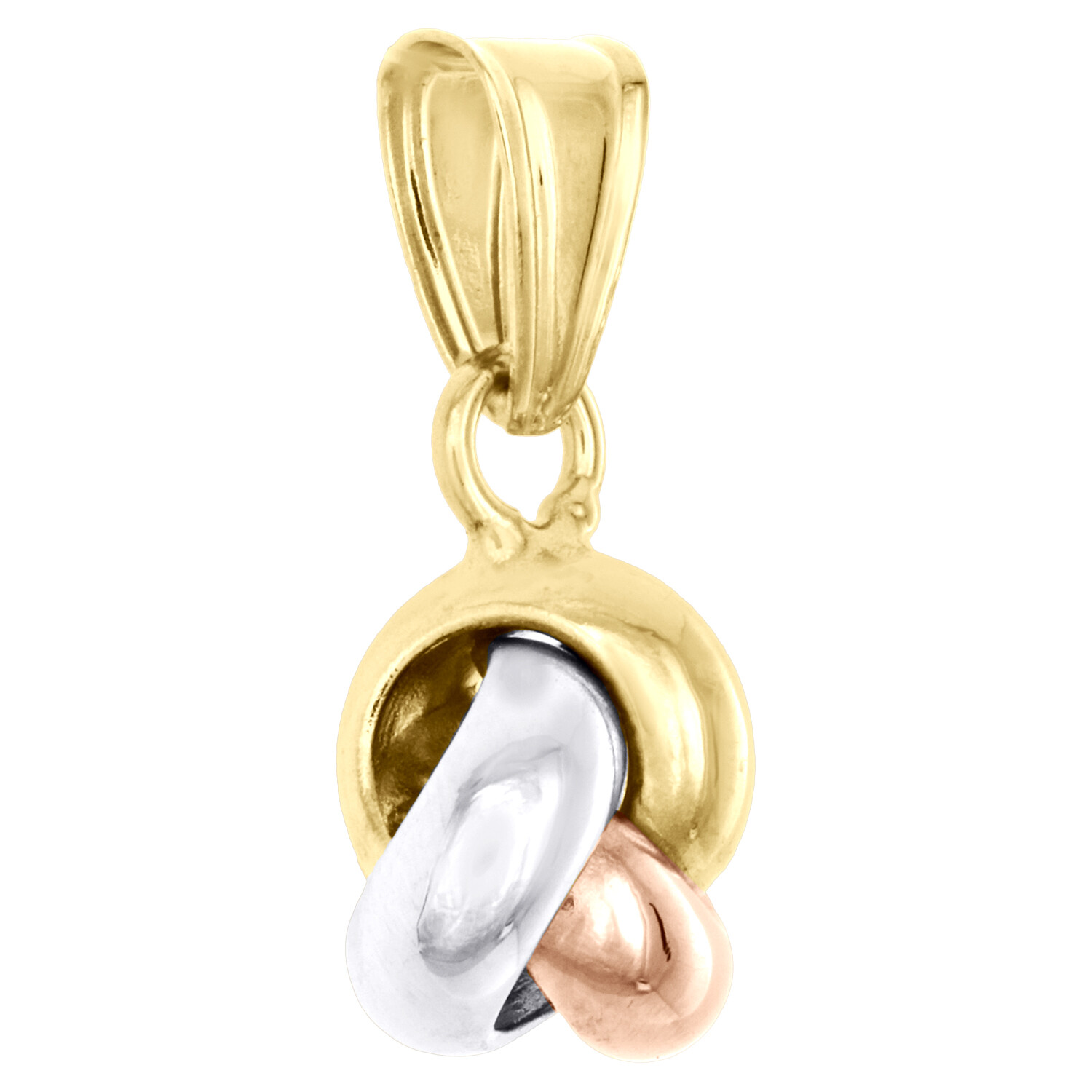 14K Tri-Color Gold Fancy Italian Love Knot Textured Pendant Women’s Charm 0.75″