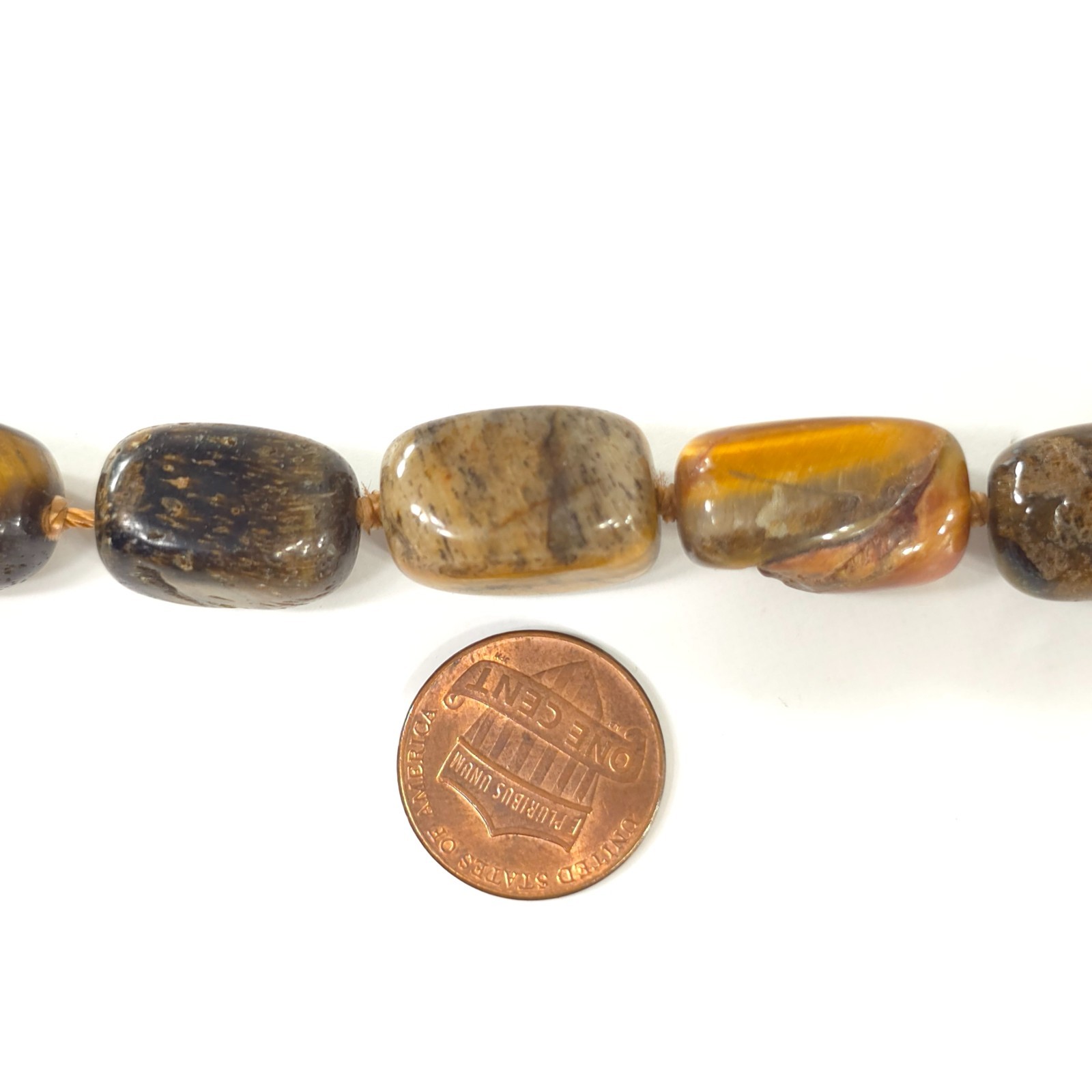 TIGER’S EYE NATURAL GEMSTONE NECKLACE WITH STERLING SILVER .925 20 in 110gr …
