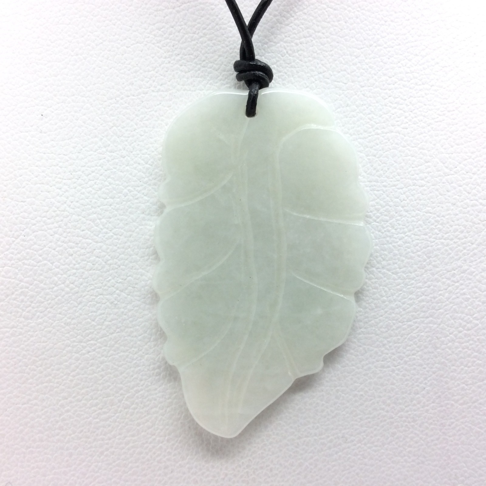 Burmese Jade Leaf Pendant Light Green Jadeite Jade Stone Necklace Burma Myanmar