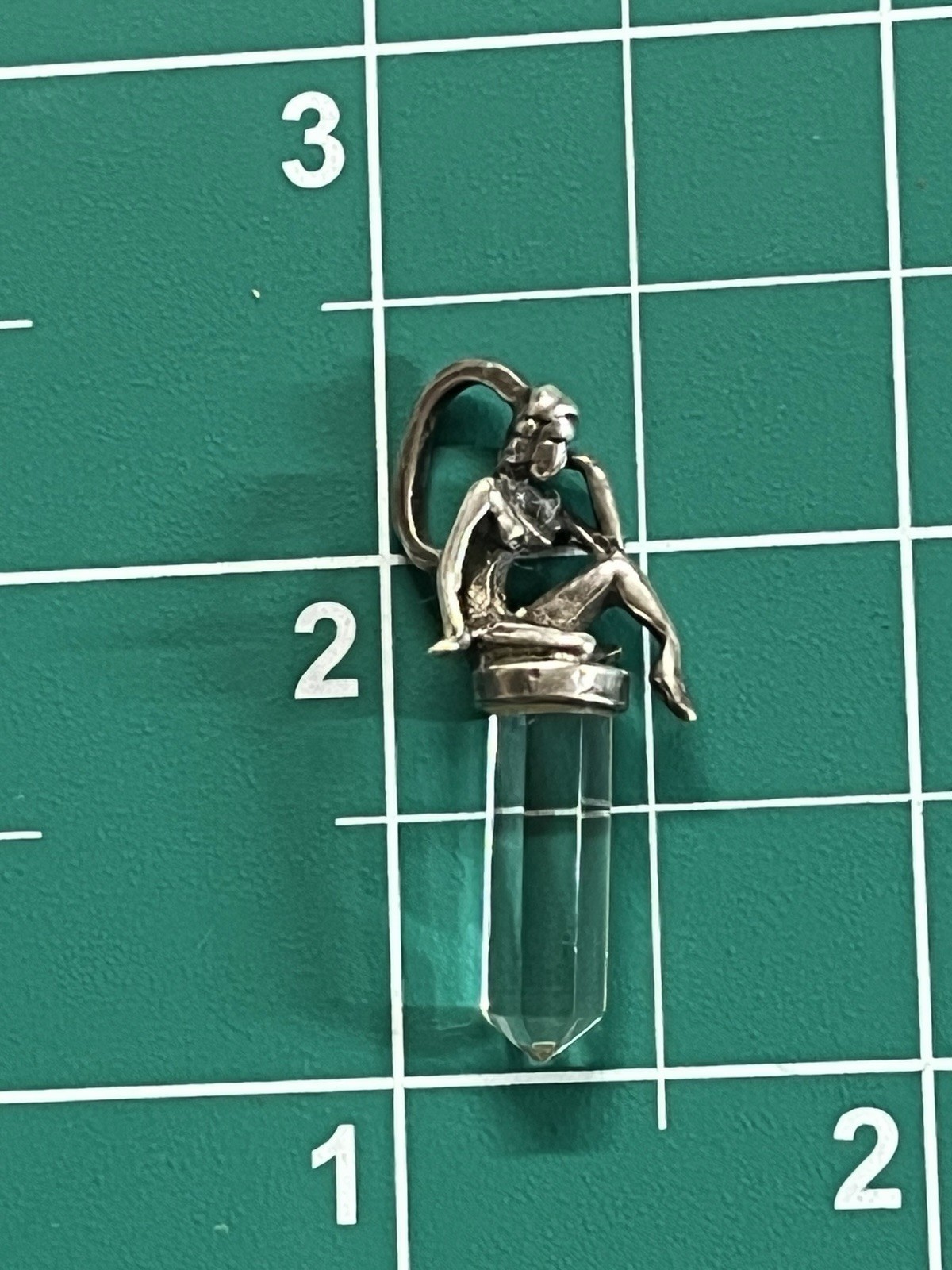 925 Sterling Handmade Vintage Figural Nude Woman Crystal Point Pendant