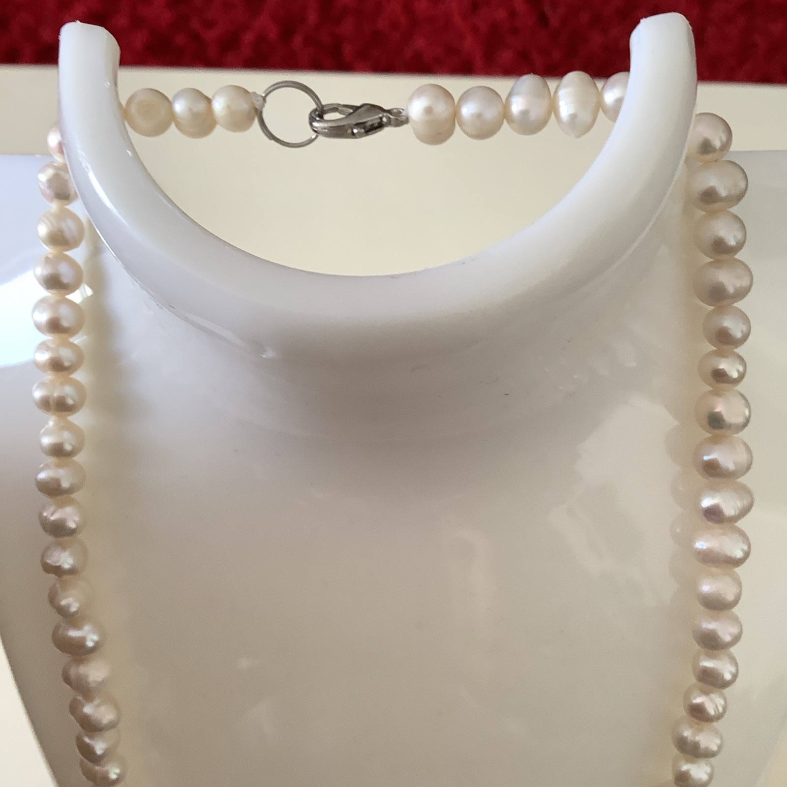 Pearl Necklace Real Baroque Cultured Freshwater Pearls Silver Lobster Clasp