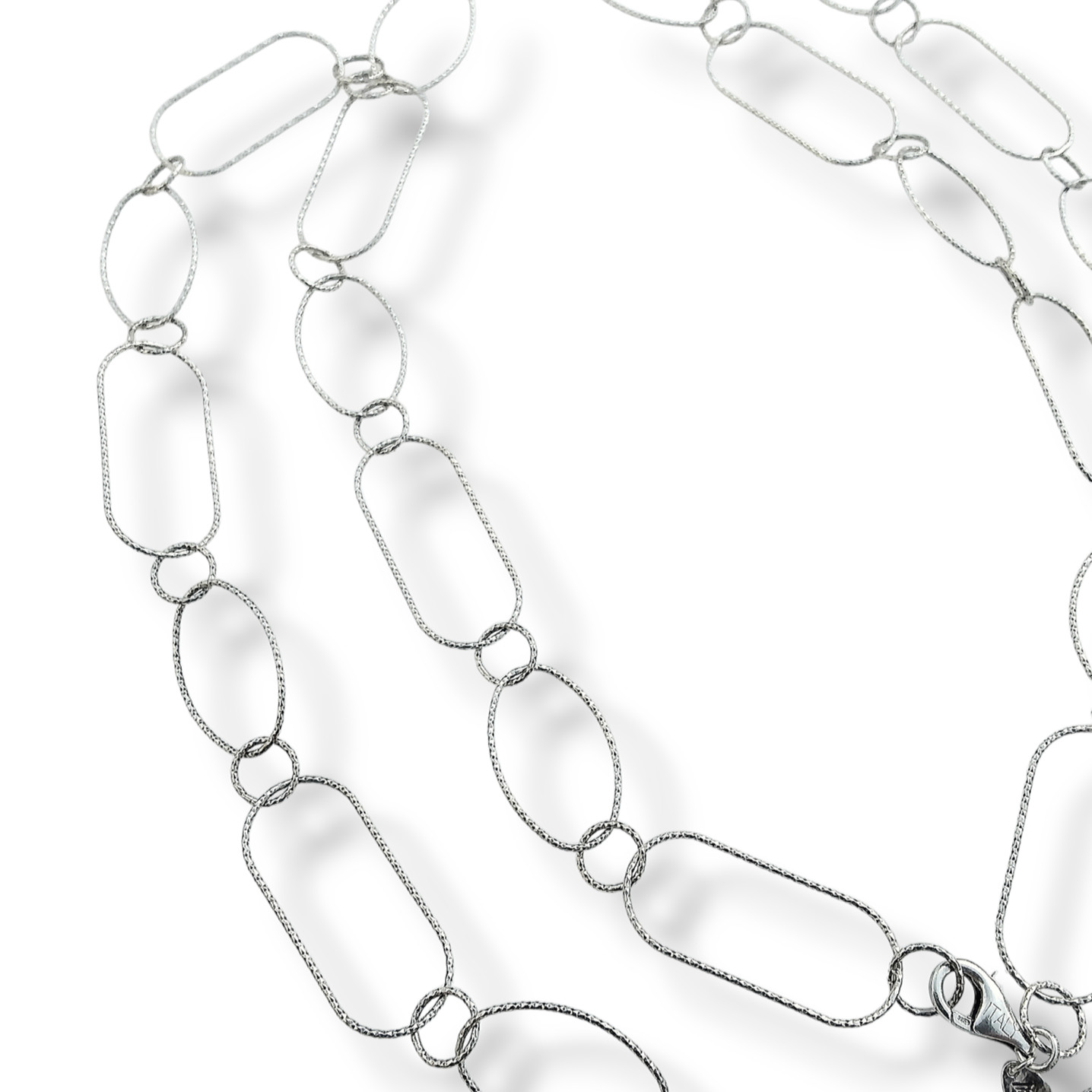 Silpada Sterling Silver Necklace Oval Links Diamond Cut 36in N2731 Retired 2013