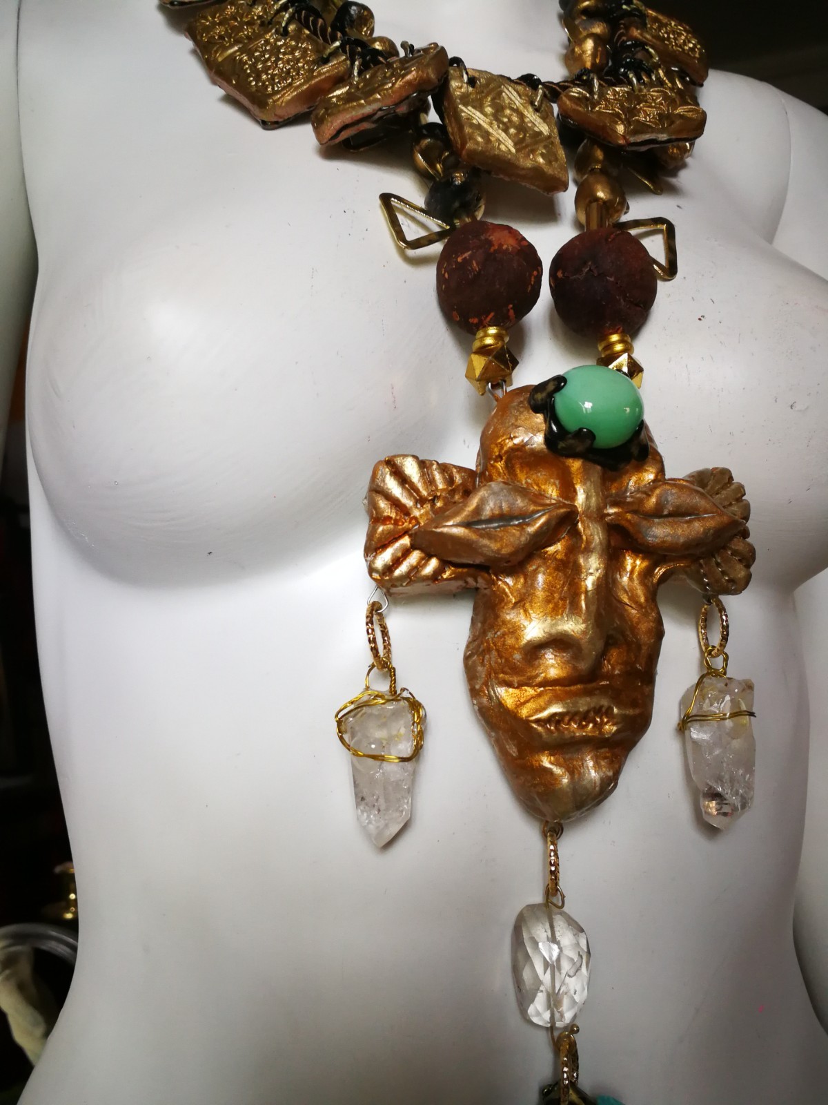 Statement Fine Jewelry Ethnic Glamour Gemstone Jewel Sculpture Tribal Mask Stone