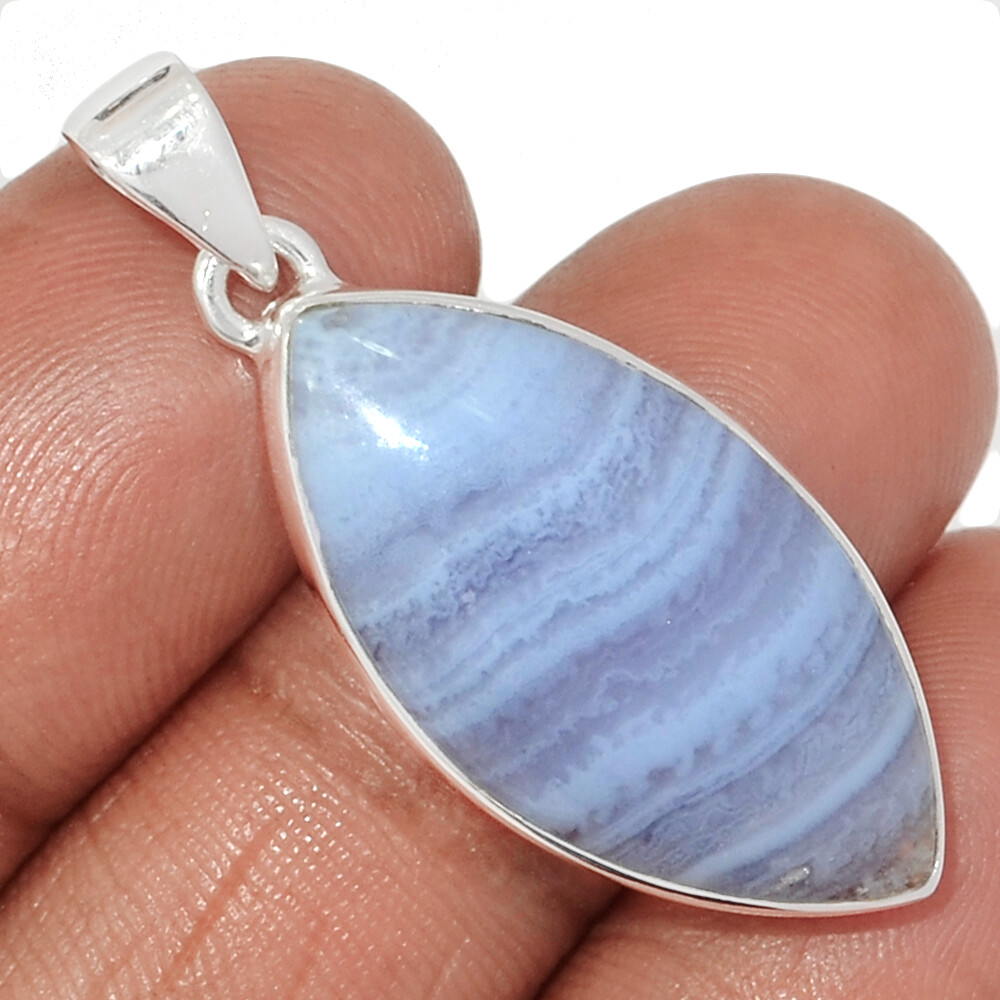 Natural Blue Lace Agate – South Africa 925 Silver Pendant Jewelry CP65271