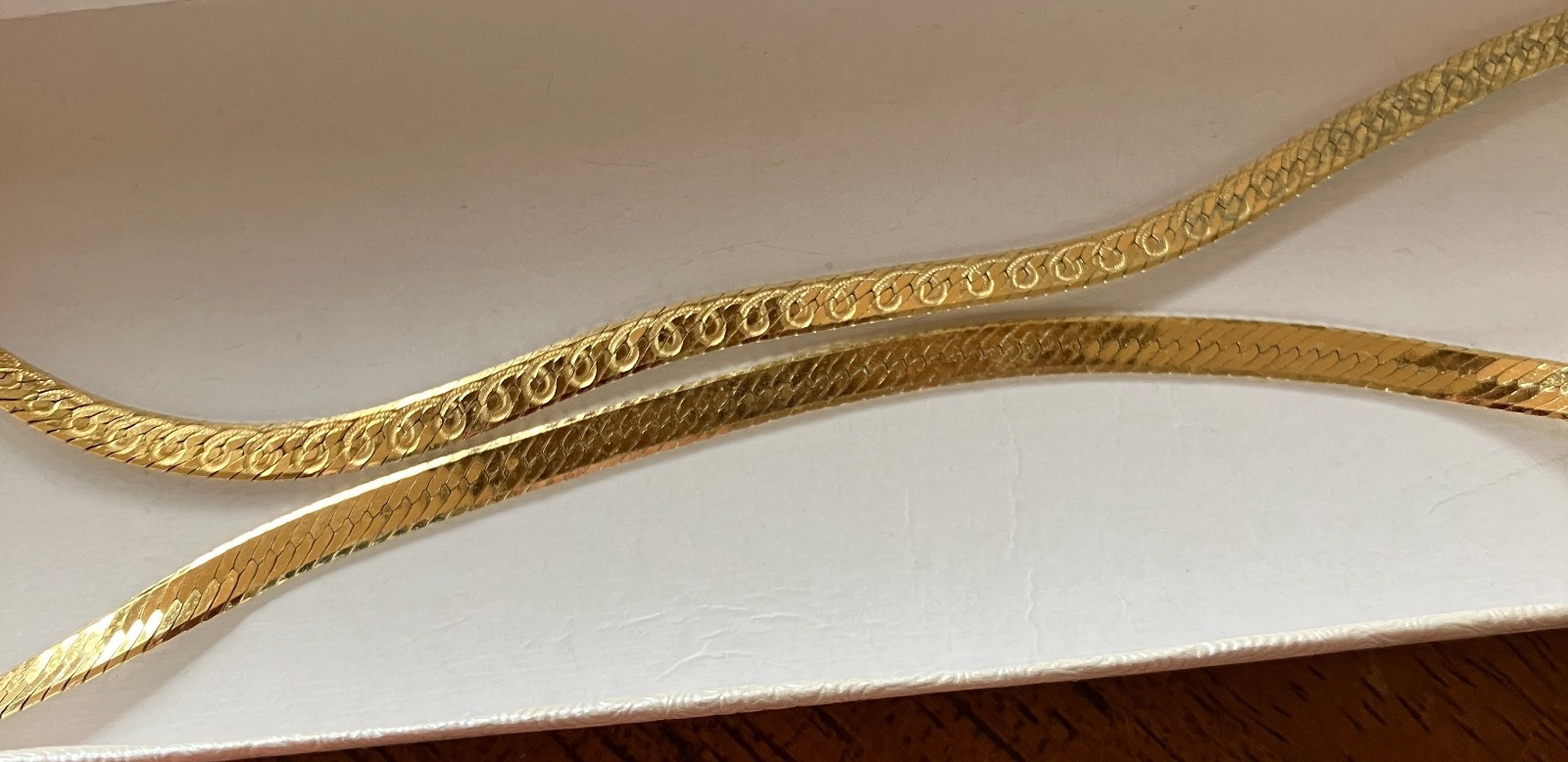 Vermeil Sterling reversible Herringbone Loop Pattern 24″ Necklace Italy MBC
