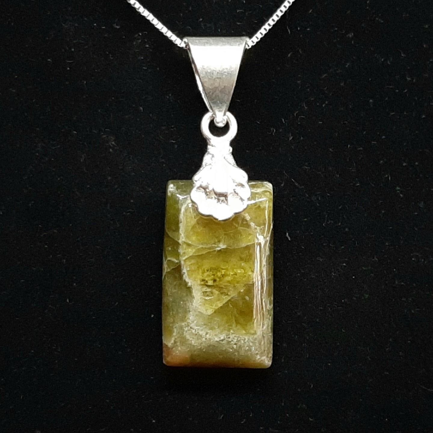 LARGE 9.80ctw Epidote 925 Sterling Silver Pendant 6.3g