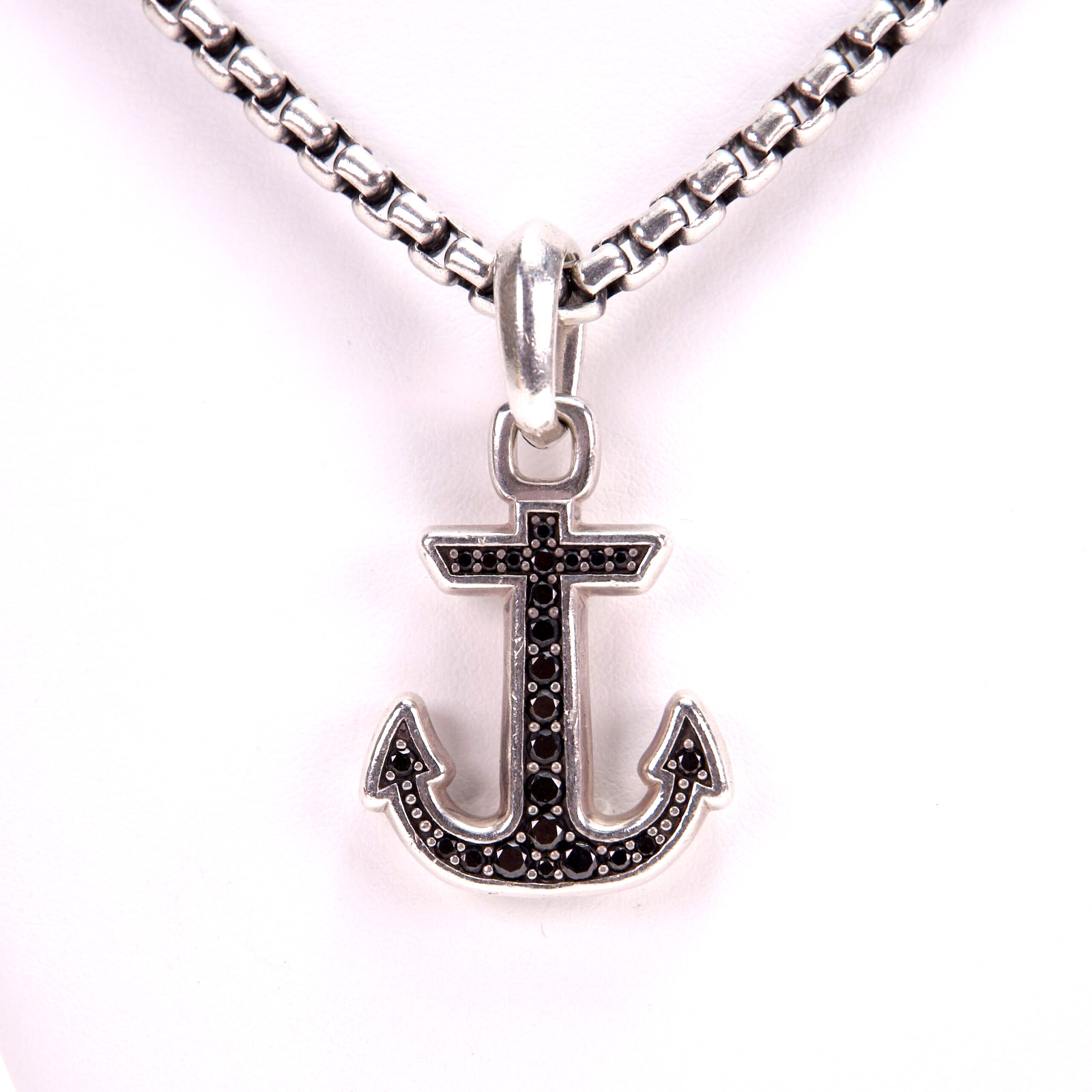 David Yurman 925 Sterling Silver & Black Diamond Maritime Anchor Amulet