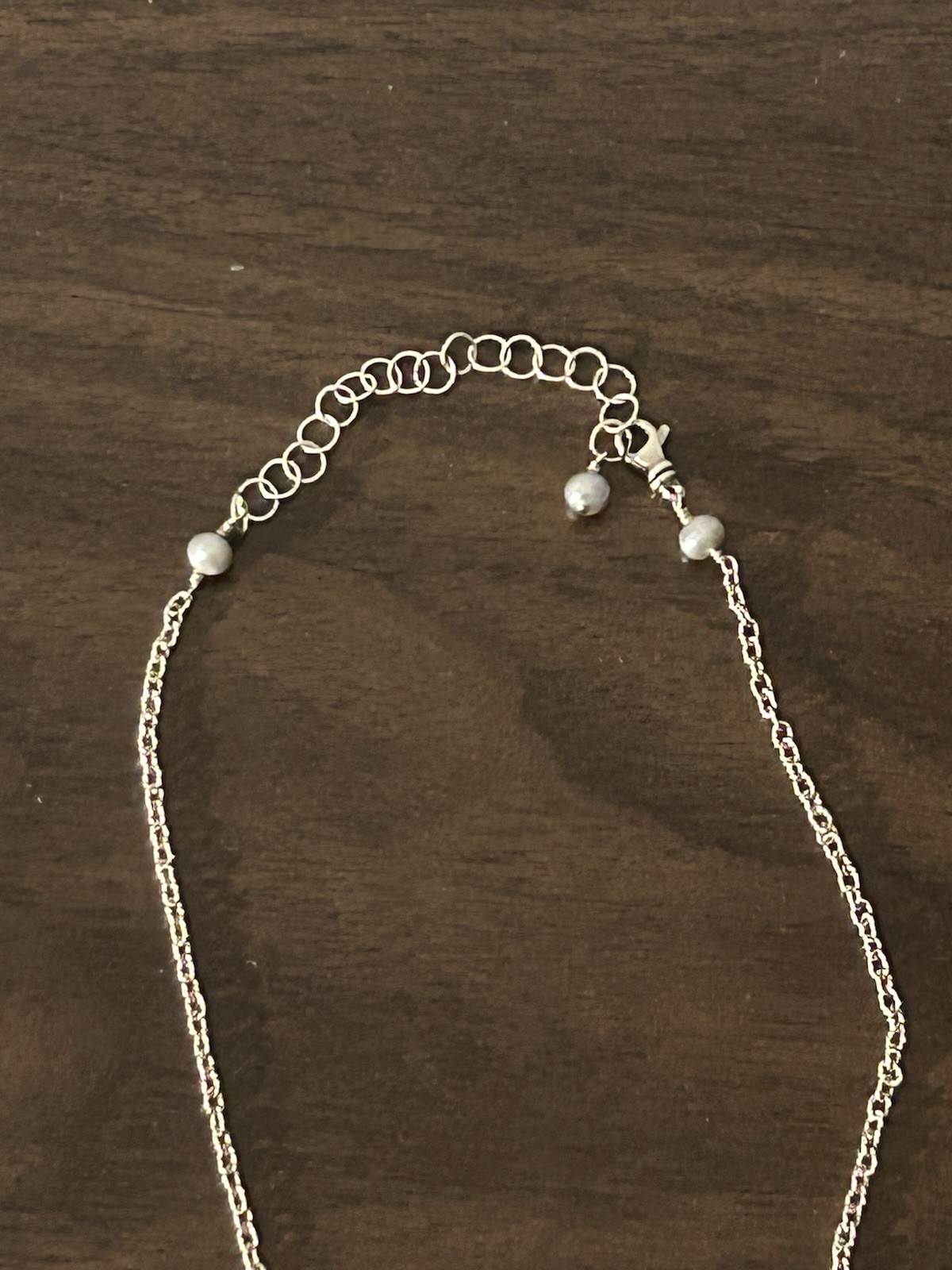 Sterling Silver 19 Inch Pearl Accented Classic Chain Necklace 6 Grams