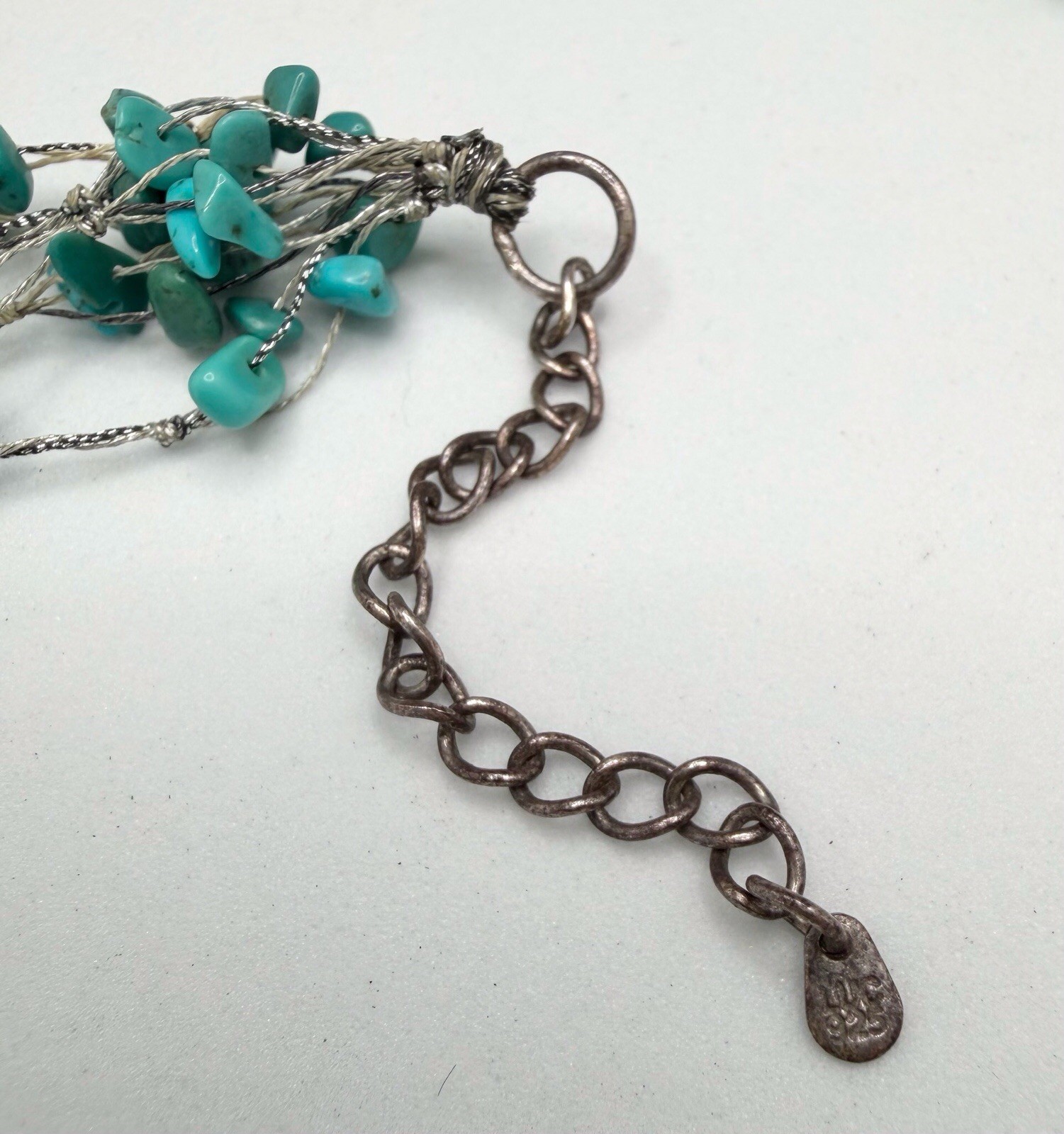 LUCAS LAMETH LUC Turquoise Beaded Multi-strand Necklace 925 Sterling Silver