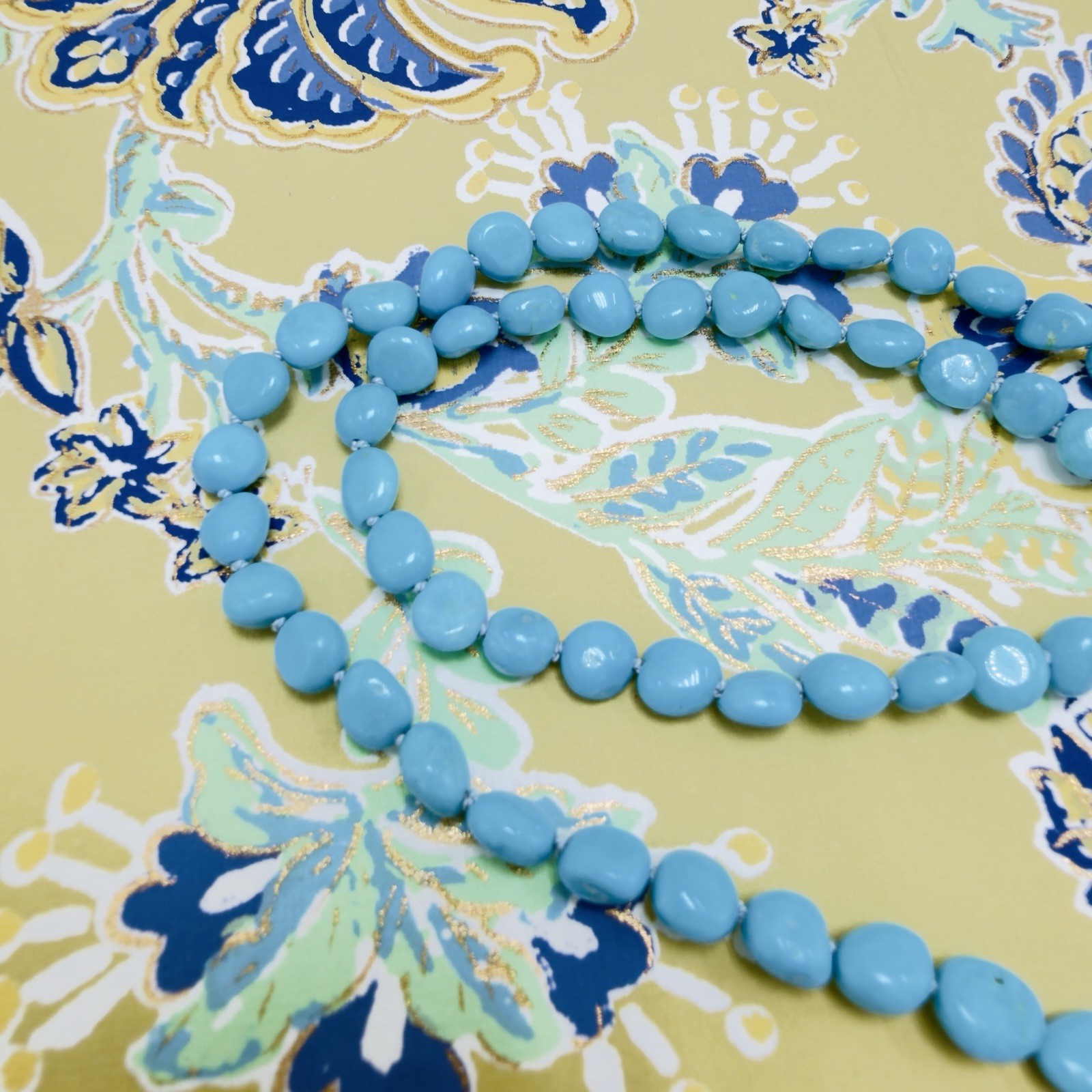 14k Yellow Gold Sleeping Beauty Turquoise Necklace, New, Adjustable 17.5-19.5″