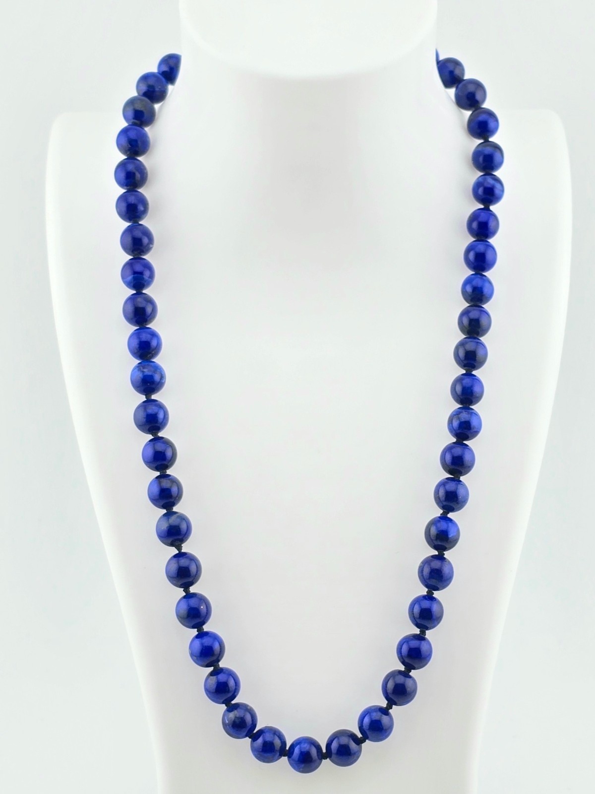 LAPIS NECKLACE 14K GOLD CLASP 8MM 17″ – 275997