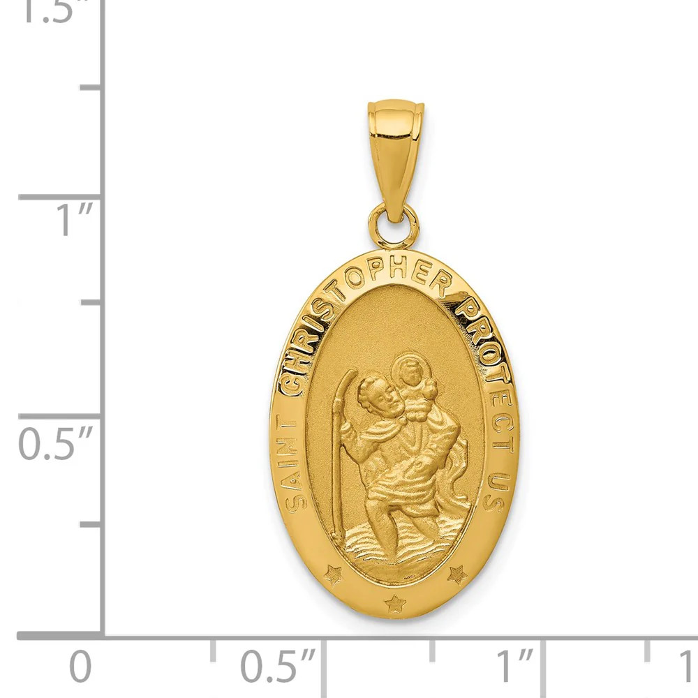 10K / 14K Yellow Gold Saint Christopher Medal Pendant