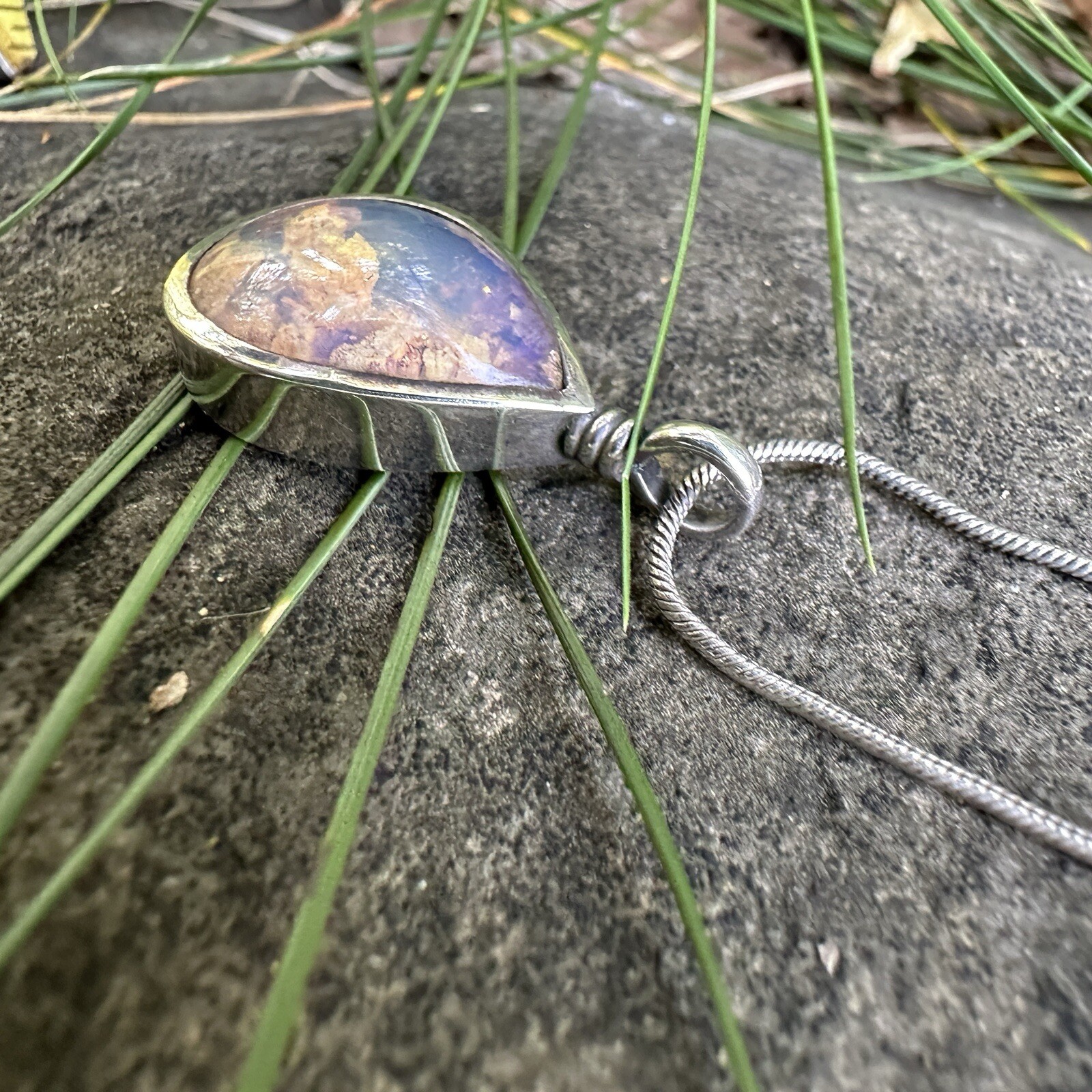 Natural Australian Boulder Opal Pendant Sterling Silver Necklace Micky Roof