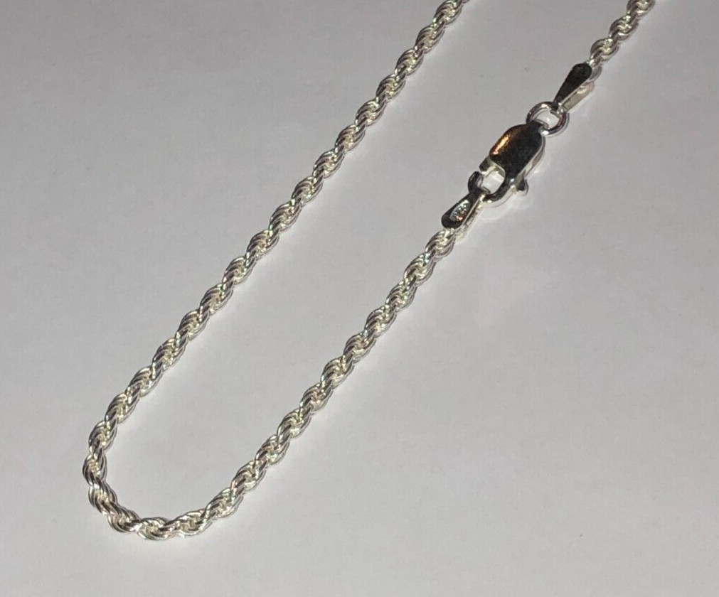 REAL Sterling Silver ROPE Chain Necklace 16inch 2mm 925 pow chain UK SELLER