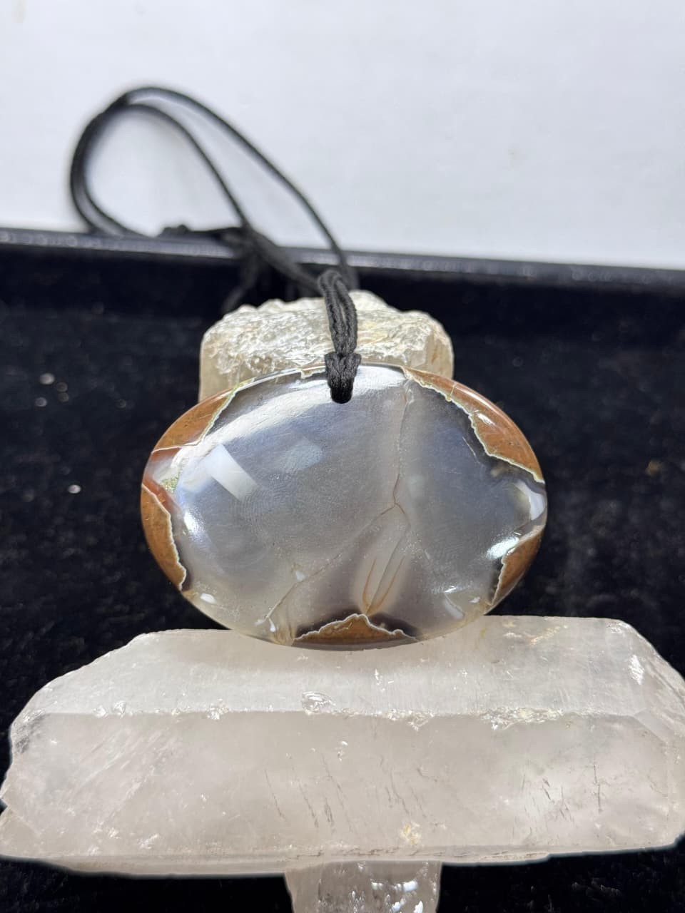 Natural Thunder Egg Agate Pendant Necklace Handmade Jewelry