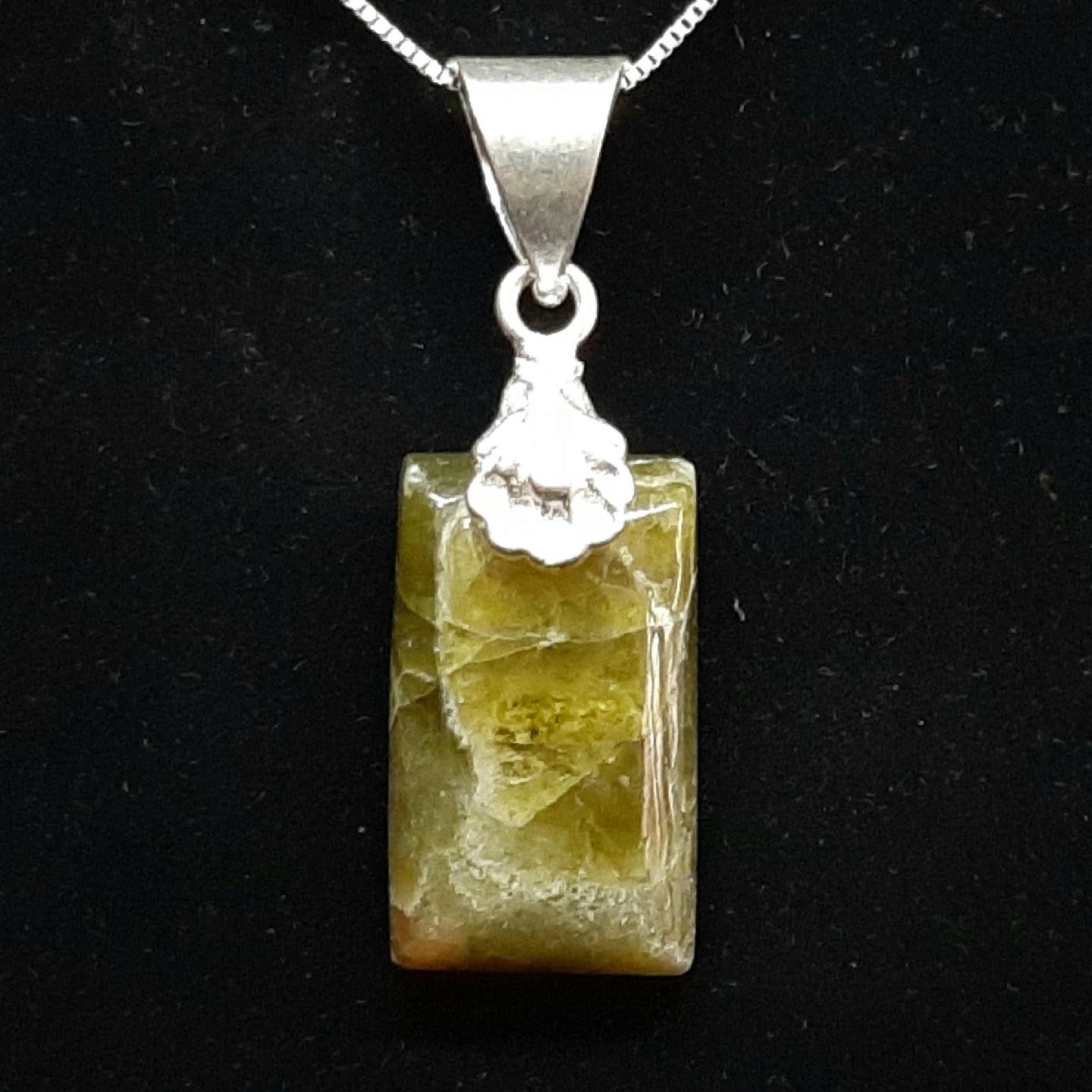 LARGE 9.80ctw Epidote 925 Sterling Silver Pendant 6.3g