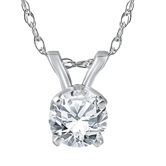 1/4ct Solitaire Round Diamond Pendant 14K White Gold