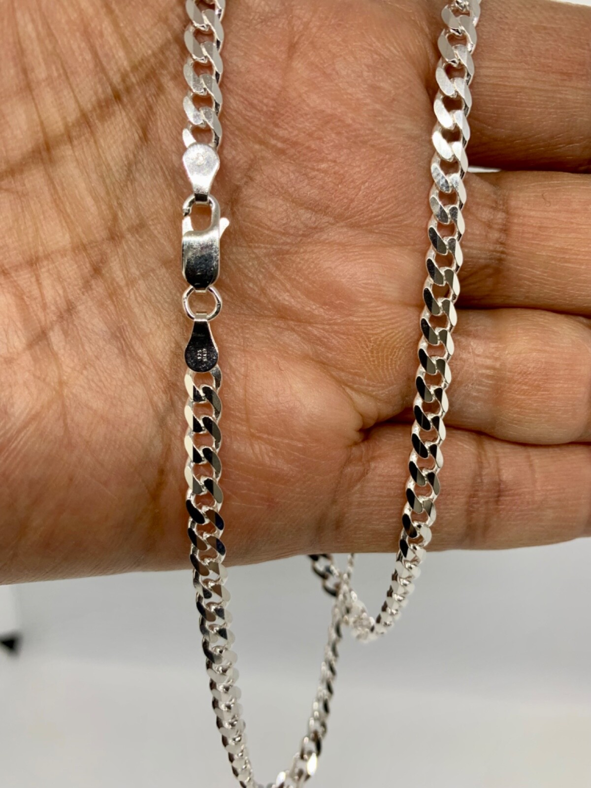 925 Sterling Silver 4mm Cuban Link Chain Necklace Men’sWomen’s 16-36″ made Italy