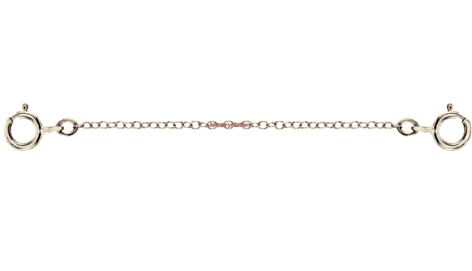 14k 1.2mm White Gold DOUBLE 4.5mm Spring Rings Clasp 2.40″ Safety Chain Extender