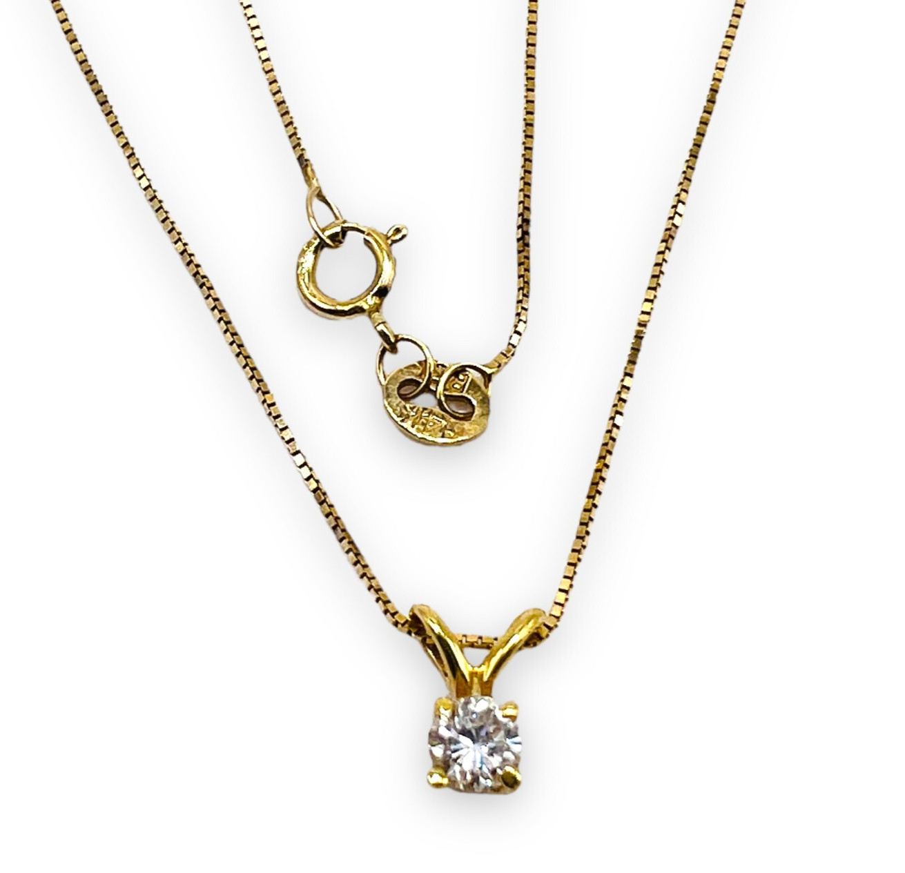 0.15 Ct Round Cut Natural VS-SI-G Diamond 14K Yellow Gold Pendant with 18″ Chain